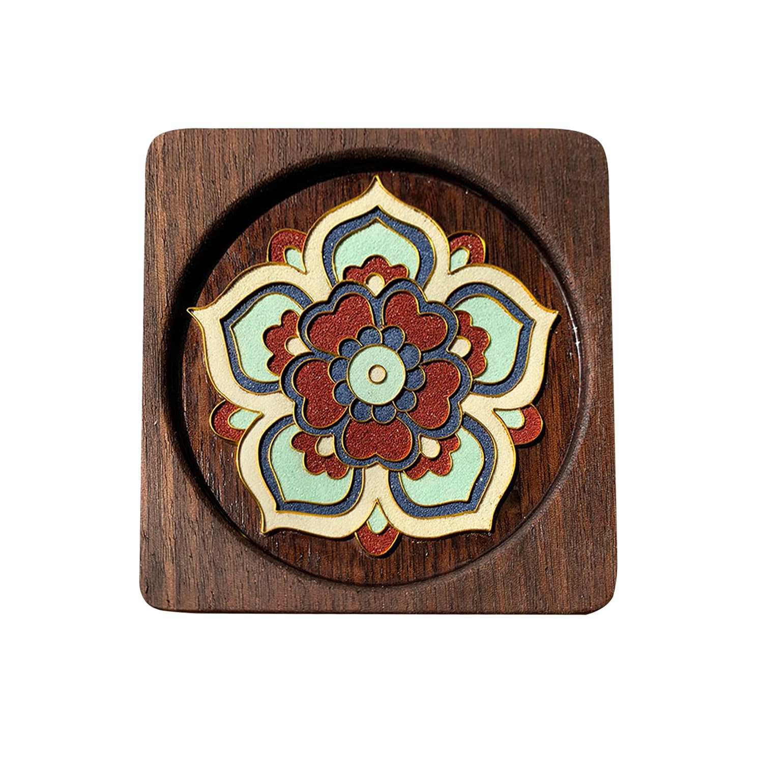 Chinese Style Dunhuang Retro Pattern Filigree Enamels Painting DIY Coaster, Enamel Coaster Materials & Tools Package, DIY Cloisonne Coaster Crafts for Adults (Pattern B)