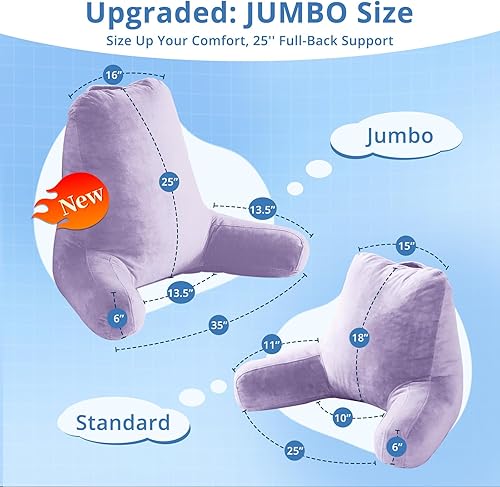 Miniatura 2 de Sasttie Almohadas de lectura, 25 pulgadas, para sentarse en la cama, terciopelo, jumbo, respaldo alto XL, apoyo de espalda para sofá y piso,