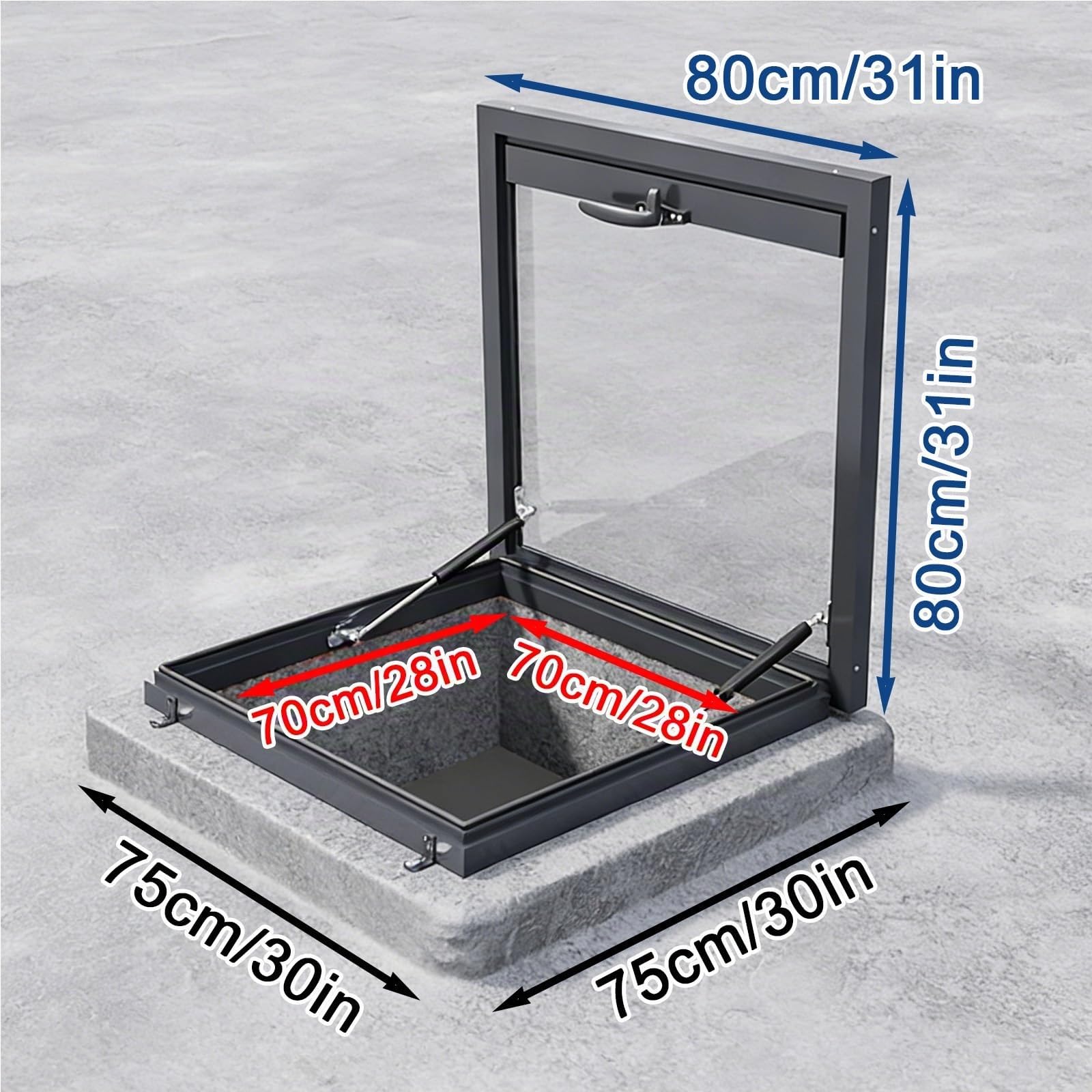 Skylight Window - Lámpara de techo de aluminio, diseño empotrado para áticos y patios, aumenta la luz natural y el atractivo estético, construcción de metal duradero