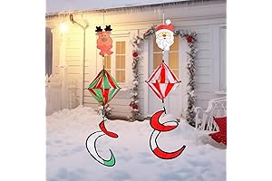 2 Pack 40 inch Christmas Wind Spinners, Outdoor Santa Snowman Windmill Decorations