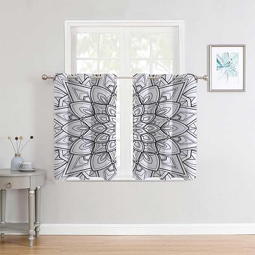 Miniatura 2 de Blackout Curtain Panels Black and White Lines Concise Door Curtains Cortinas para Ventanas De Cuarto 55Inch Width by 45Inch Length,2 Panels