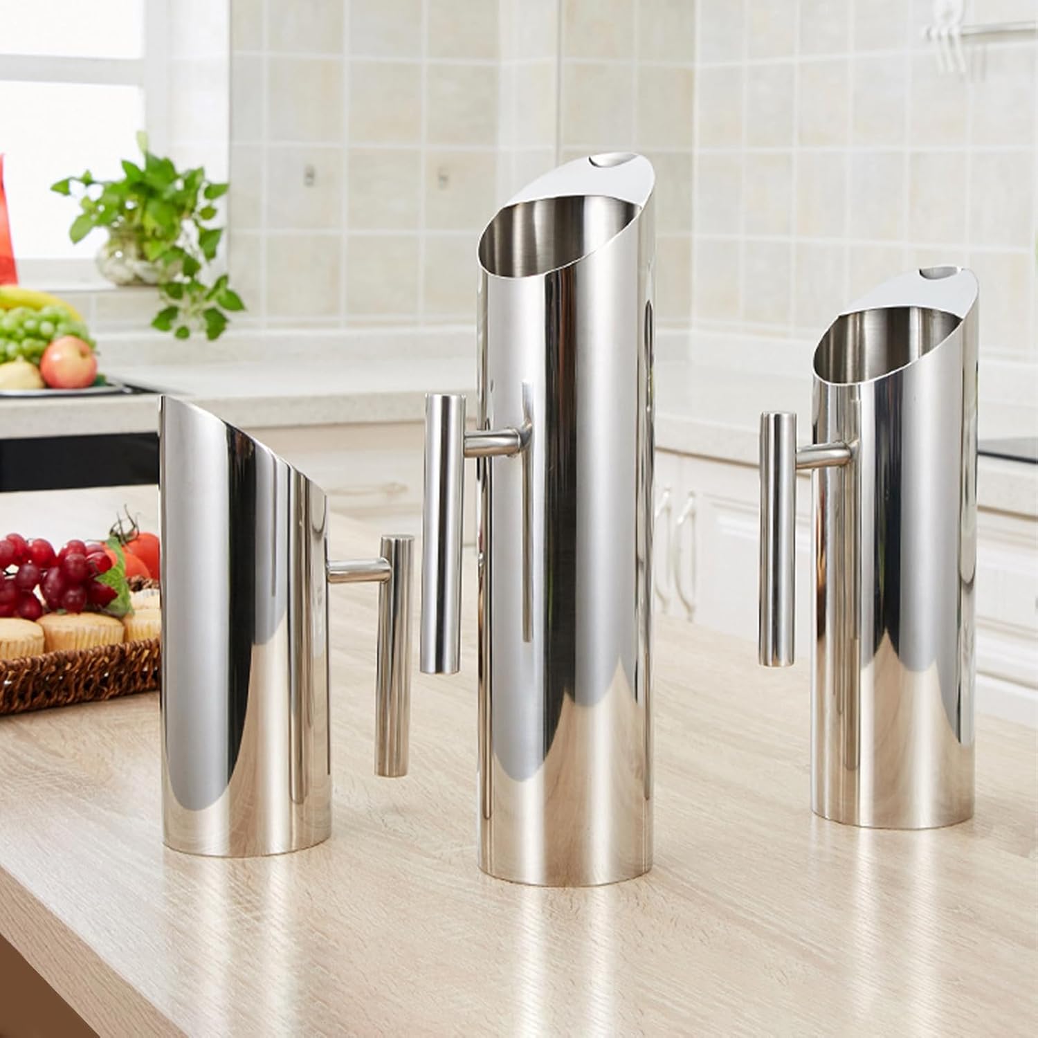 50oz/1.5L Stainless Steel Water Pitcher with Spout Guard, Food Grade Modern Metal Water Jug - Hot/Cold Drink - Heat Insulation Handle Ice Guard Water Pot for Iced/Hot Tea, Fruit Tea, Coffee, Milk - Image 3