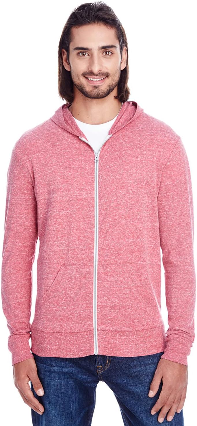 Unisex Triblend Full-Zip Light Hoodie M RED TRIBLEND
