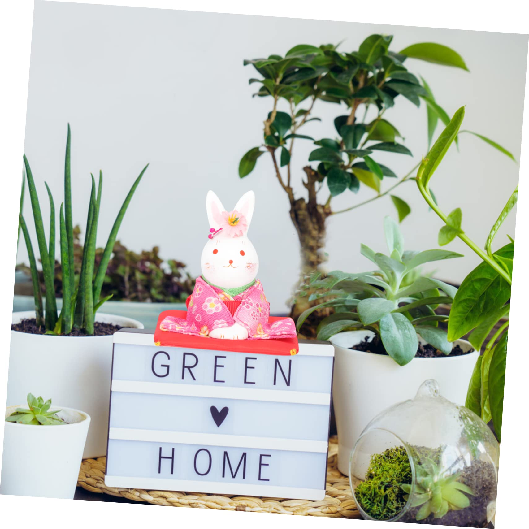 Alipis 5 Pièces Kimono Lapin Chanceux Fortune Lapin Statue Accessoires pour La Maison Bureau Minuscule Statues Mini Figurines Table Décoratif Miniature Animaux