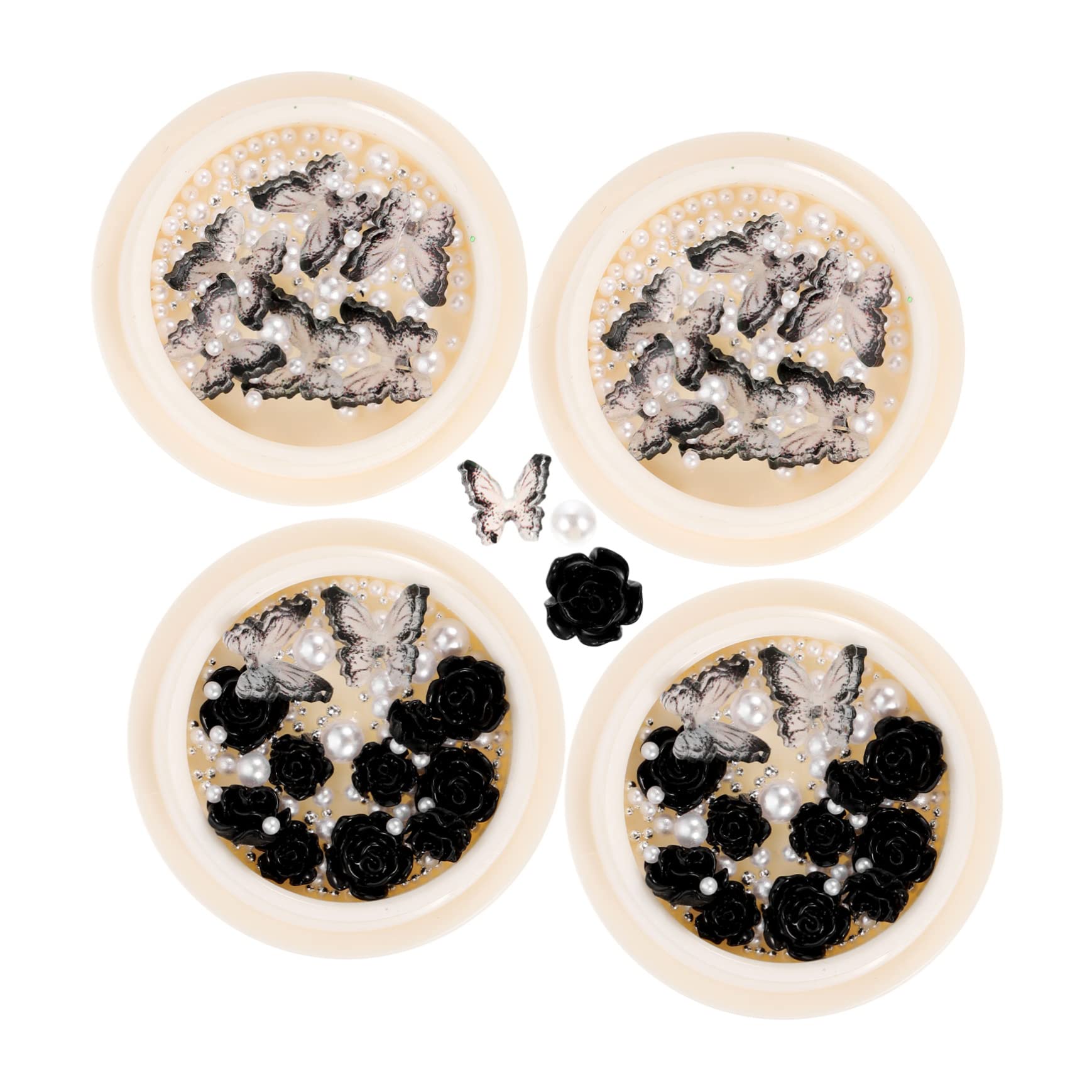 VICASKY 5 Set Shinestone Di Nera Arredamento Per Unghie Adesivo Cristalli Ciondolo Decorazioni Unghie Ciondoli Per Unghie Di Halloween Ciondoli Di Strass Resina 4 Scatole*5