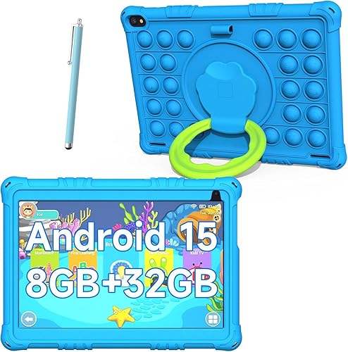 Tablet Android 15 para niños, tableta de 10 pulgadas para niños, 8 GB de RAM+32 GB ROM tabletas para niños y niñas, pantalla de protección ocular de