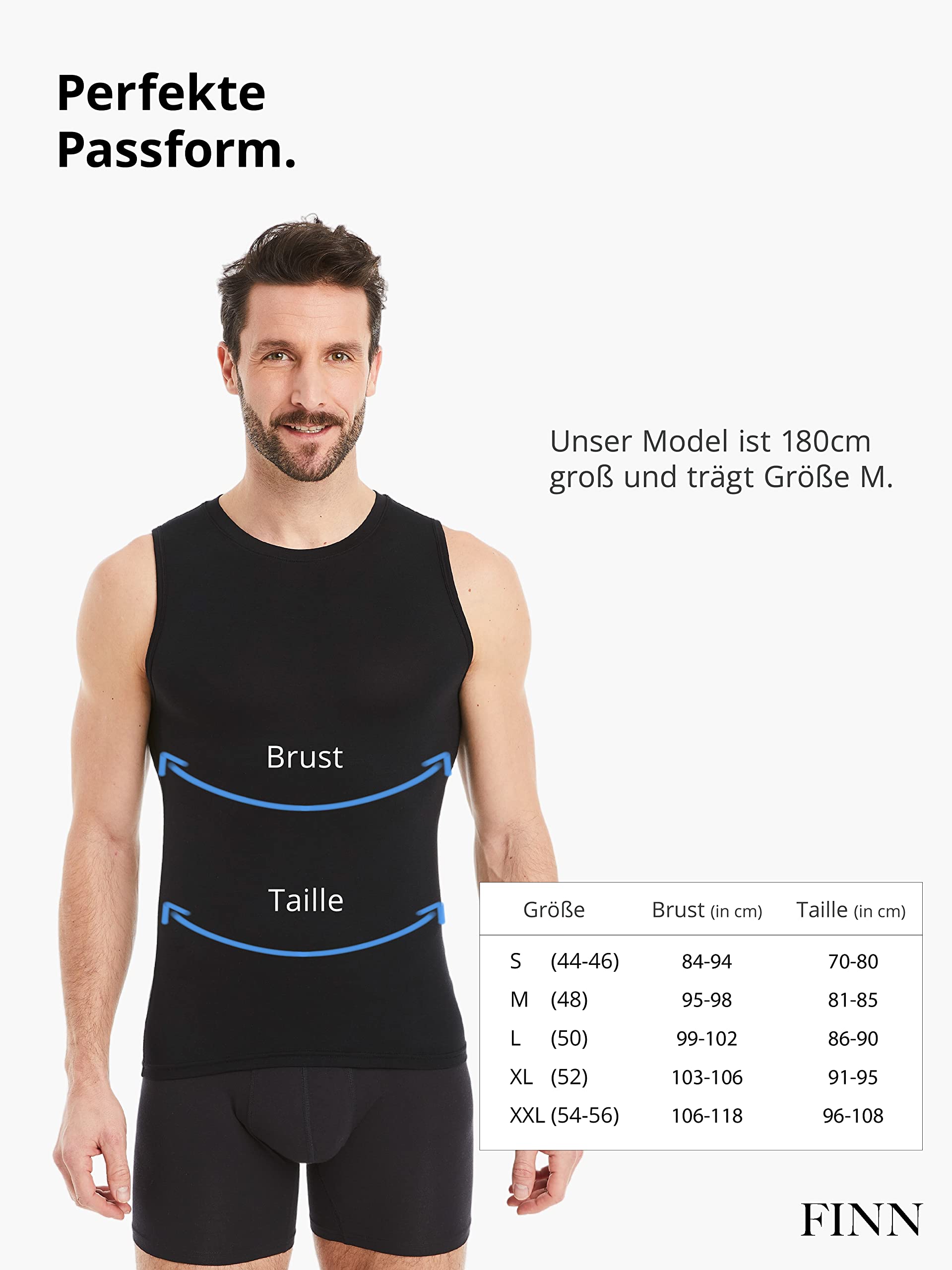 FINN Biznesowy podkoszulek męski bez rękawów z okrągłym dekoltem - podkoszulek męski Tank Top z oryginalnego materiału Lenzing® Modal