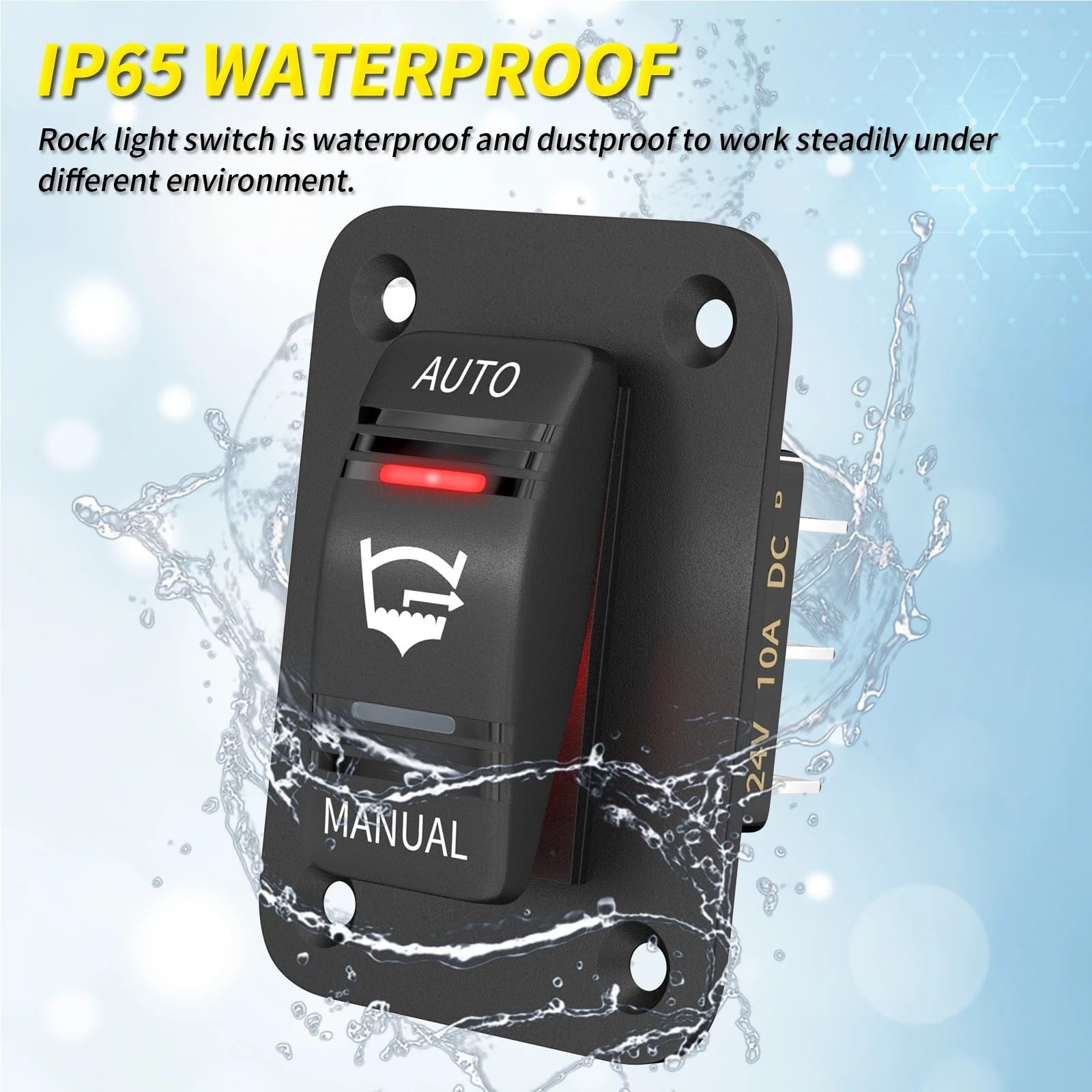 Interruttore a bilanciere for pompa di sentina a 3 vie, impermeabile, 12 V, 24 V, 4 pin, 20 A, SPDT, pannello interruttori for pompa di sentina automatico/spento/manuale con luce LED.