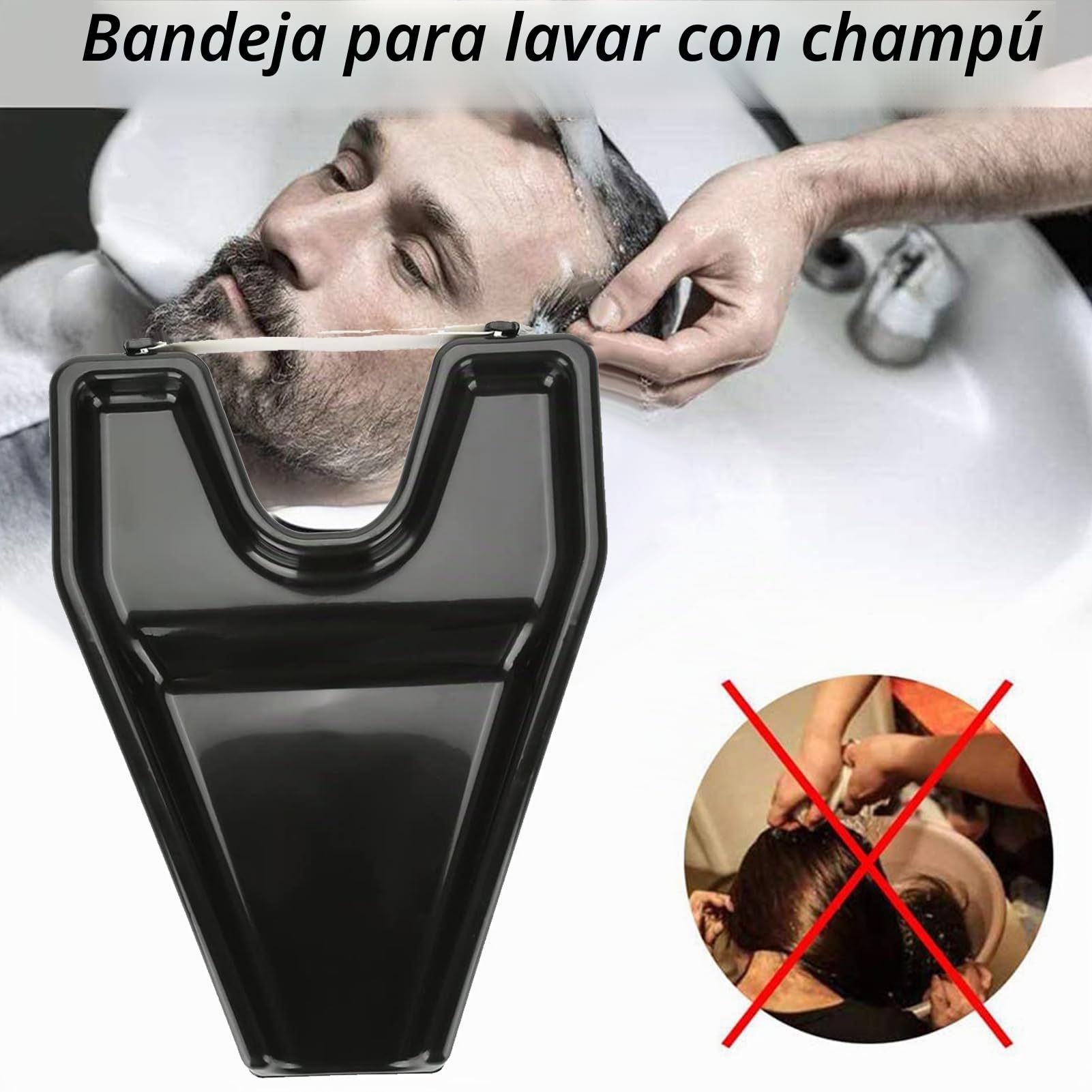 Bandeja Portátil para Lavado de Cabello, Diseño Ergonómico, con Drenaje Directo, para Personas Mayores o Discapacitadas