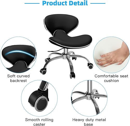 Miniatura 4 de Silla de pedicura para tecnología de uñas, altura ajustable, tipo reloj de arena ergonómico, soporte de espalda giratorio, perfecto para masajes y