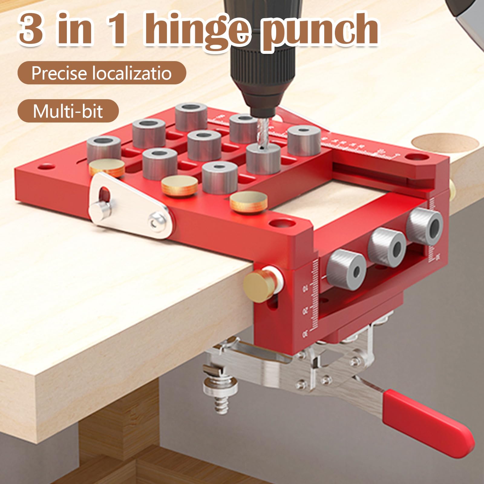 Dima per Spinatura Legno, Dima per Fori a Tasca 2/6/8/10/15/20/35mm Set di Maschere per Fori Tascabili 3 in 1 Perforatore Tascabile Dima di Foratura con Clip di Posizionamento Guida di Perforazione
