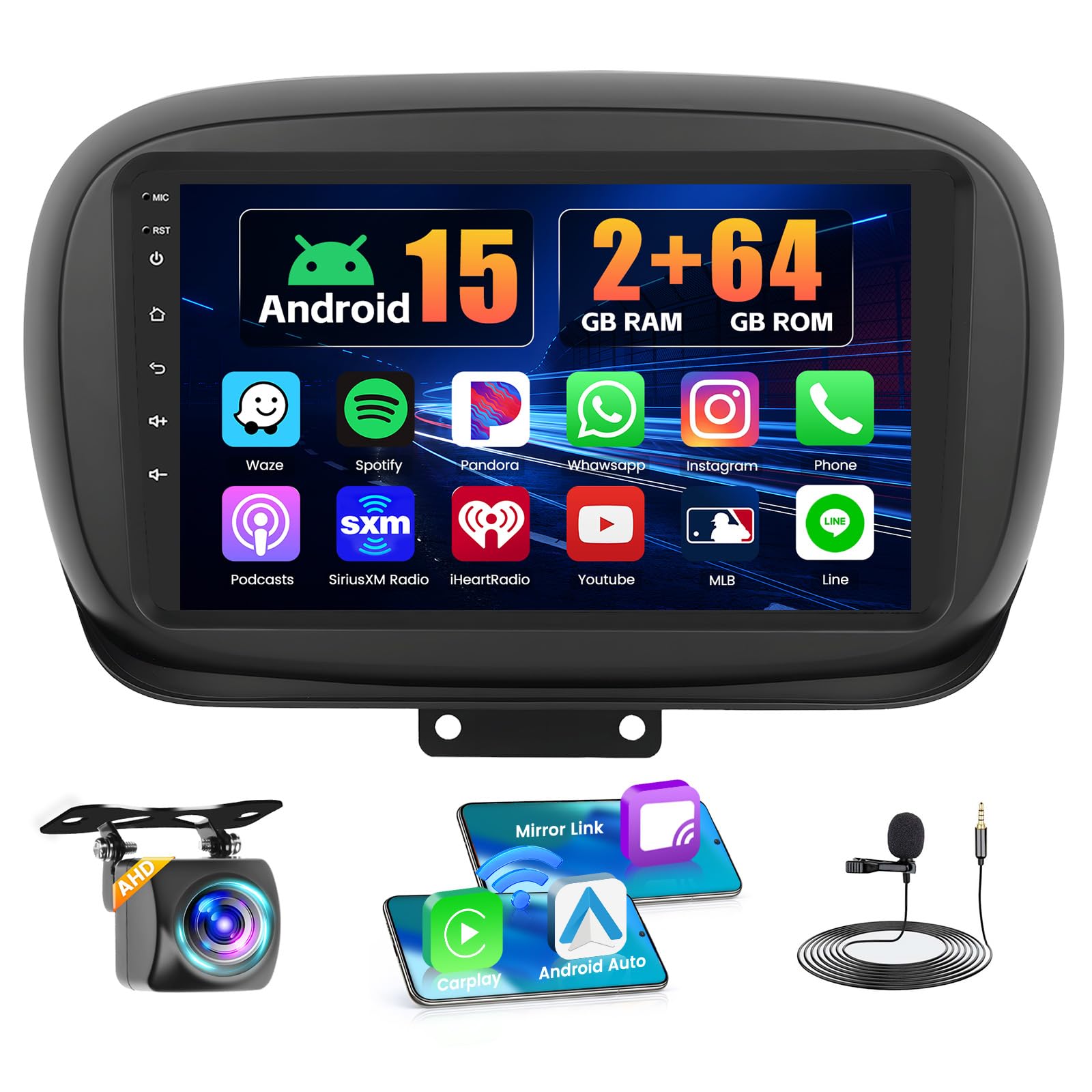 Inefala Autoradio 1 Din CarPlay Android Auto, 7 Pouce HD Écran Tactile