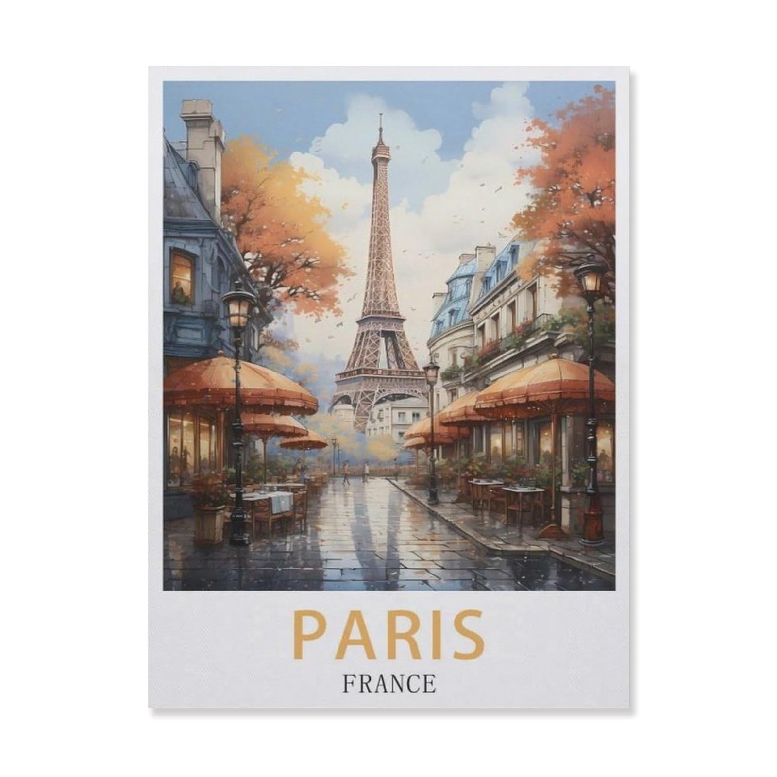 BEAYODKP Paint by Numbers for Adults Beginner，France Paris，DIY Oil Painting Kit on Canvas with Paintbrushes and Acrylic Pigment, Arts Craft for Home Wall Decor(20x30cm) 7.8x11.8 inches-DQ89