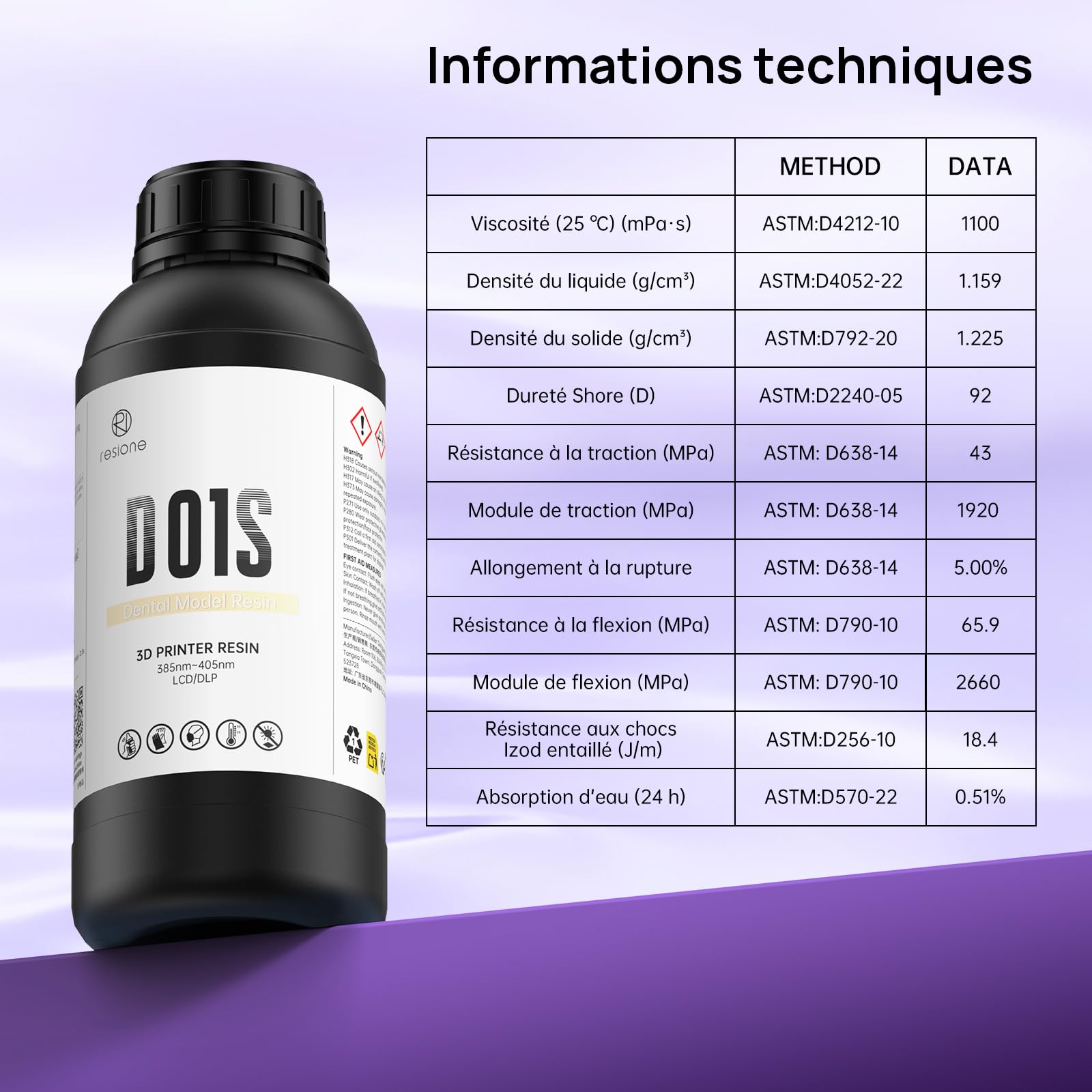 RESIONE D01S Résine de Modèle Dentaire - Resine Imprimante 3D avec Haute Précision pour Restauration Dentaire & Implant & Modèles d'Étude (Couleur coquillage-1KG)