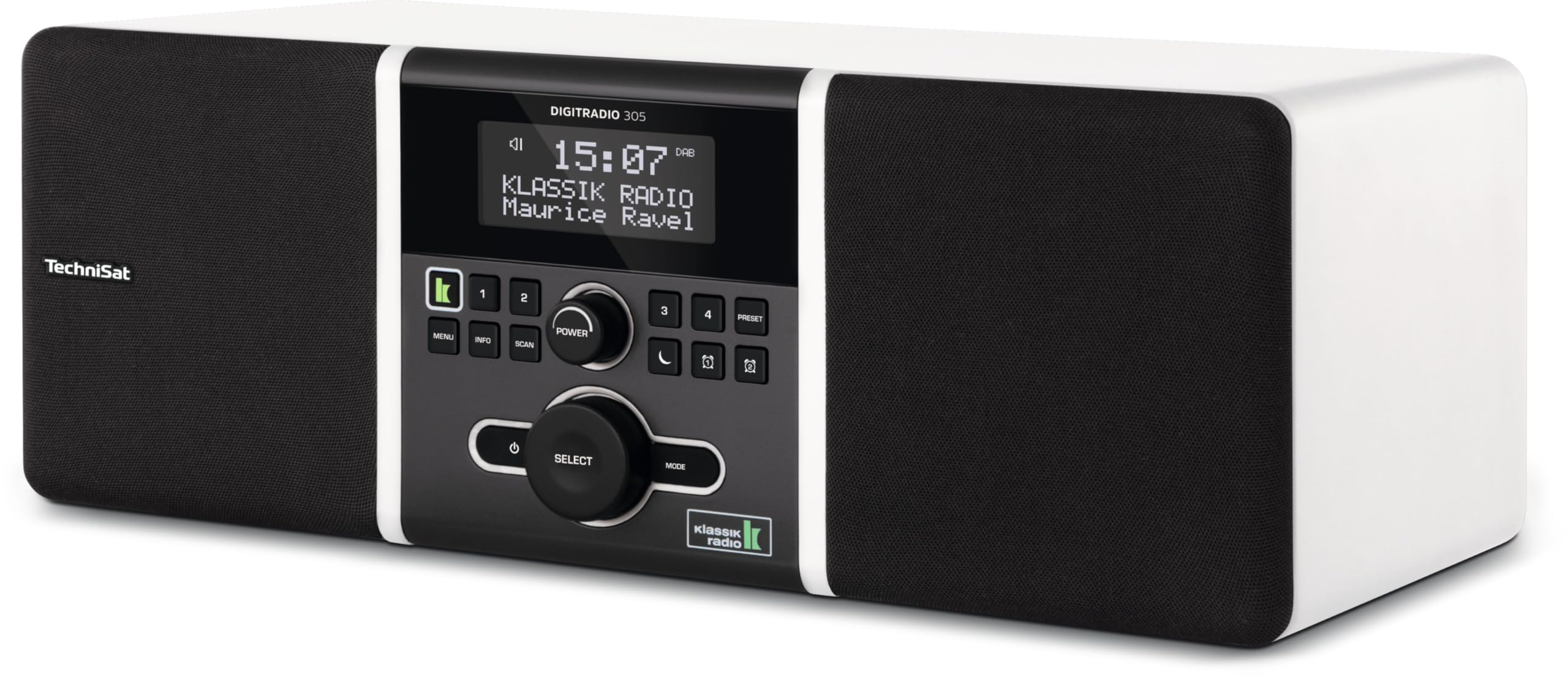 TechniSat Digitradio 305 Klassik Edition DAB Radio (z drewnianą obudową Bassreflex, DAB+, UKW, obsługa stacjonarna, przycisk bezpośredniego wyboru do klasycznego), białe