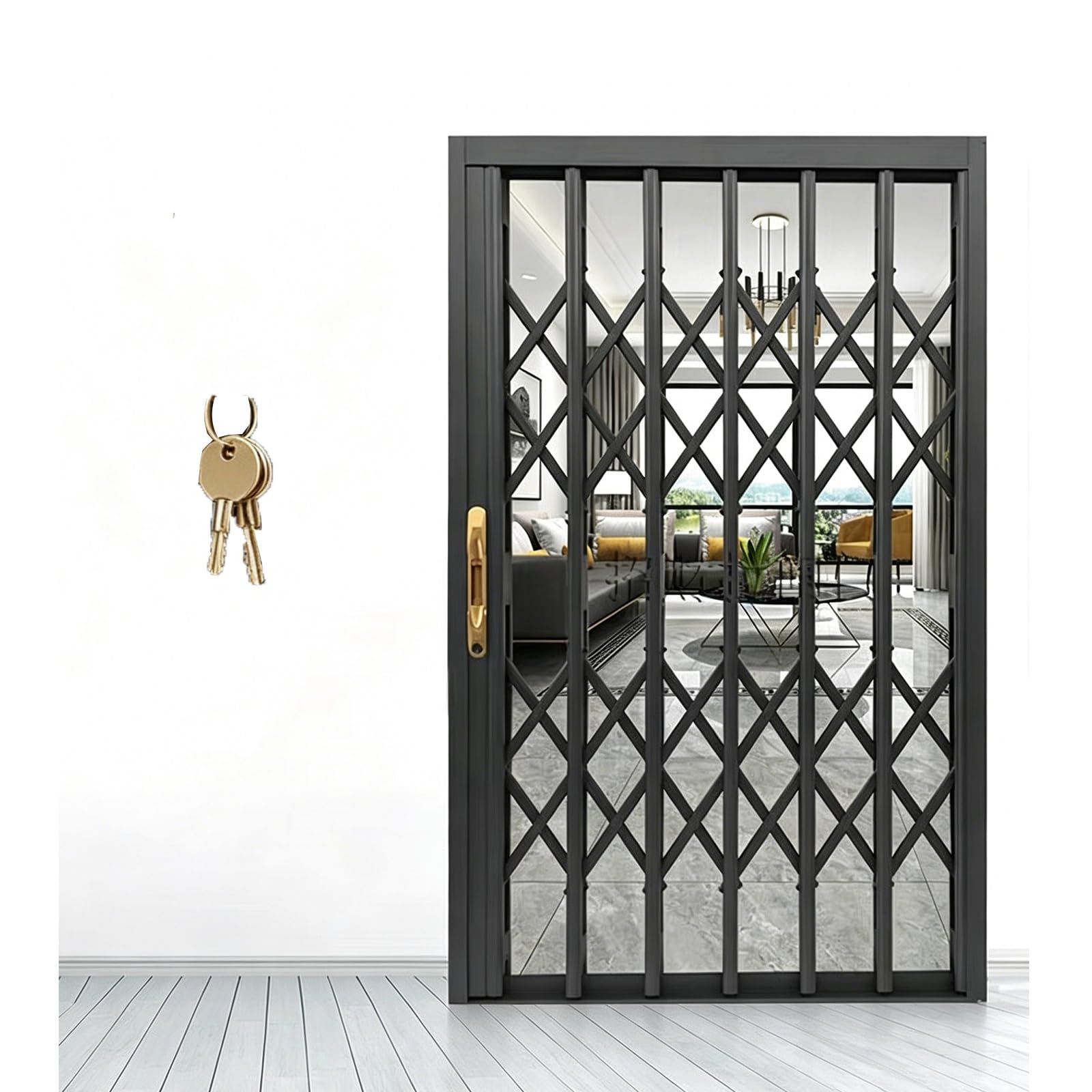 Genérico Puerta de Seguridad retráctil para Puertas y Ventanas correderas, Barrera de Aluminio Resistente a Ladrones, Protege Perros y Gatos, diseño Duradero, solución de Seguridad para el hogar