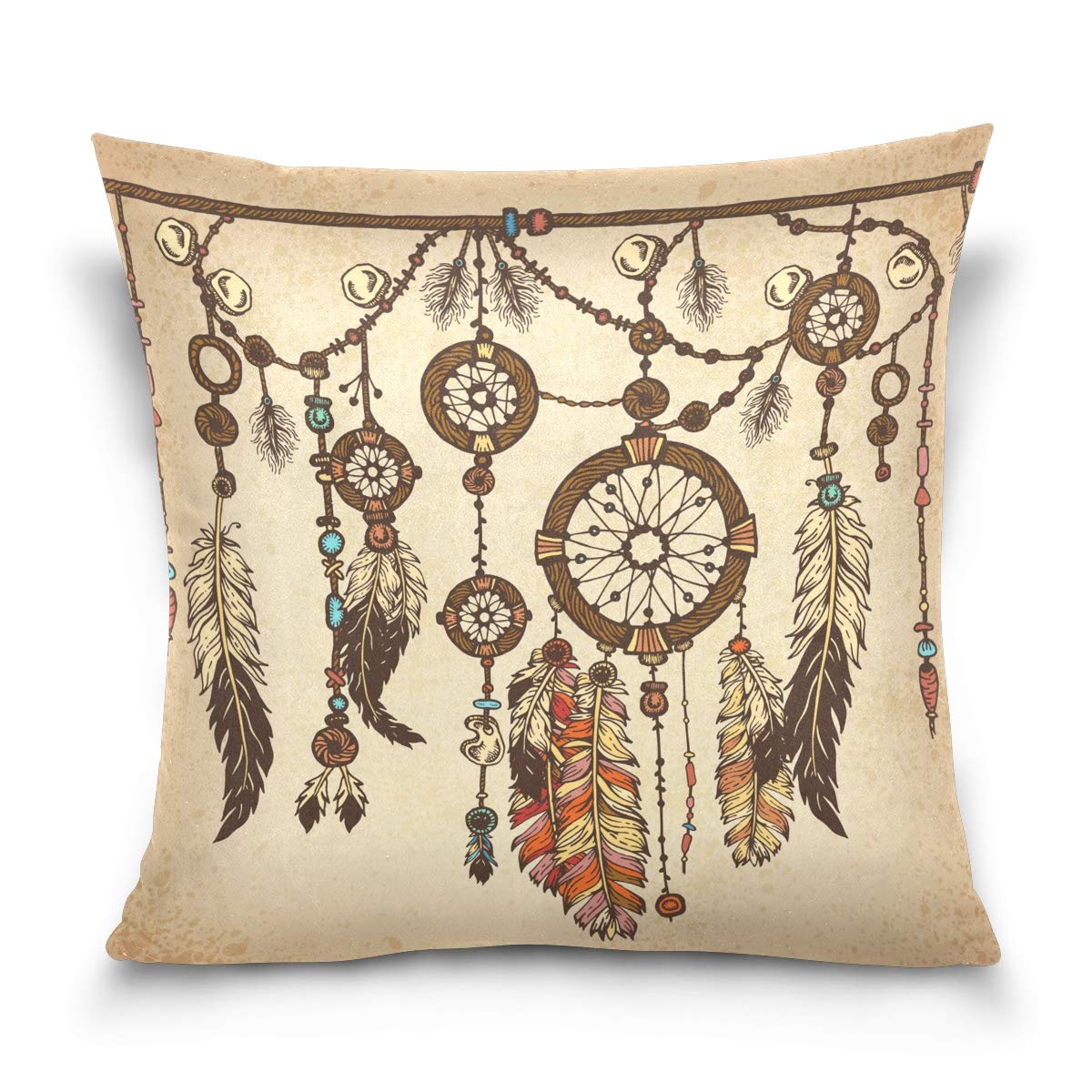 Linomo Throw Pillow Cover 20x20 inch, Vintage Dream Catcher Decorative Pillow Cases Cushion Cover for Couch Sofa Bed Home