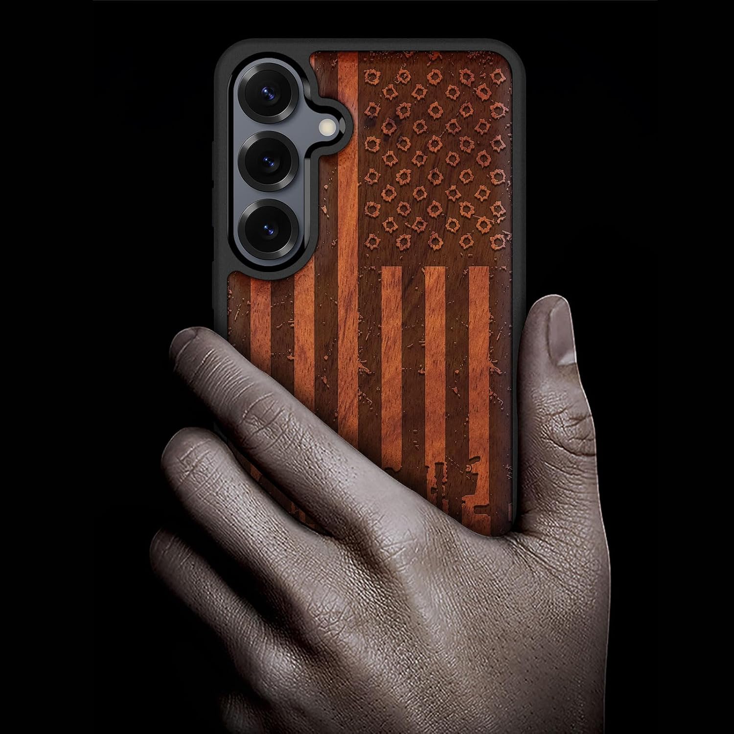 Carveit Magnetic Wooden Case for Galaxy S25+ Samsung S25 Plus Case, TPU Shockproof Cover & Wood Engraved, Compatible with MagSafe Wireless Chargers (Silent Rebellion) Rosy
