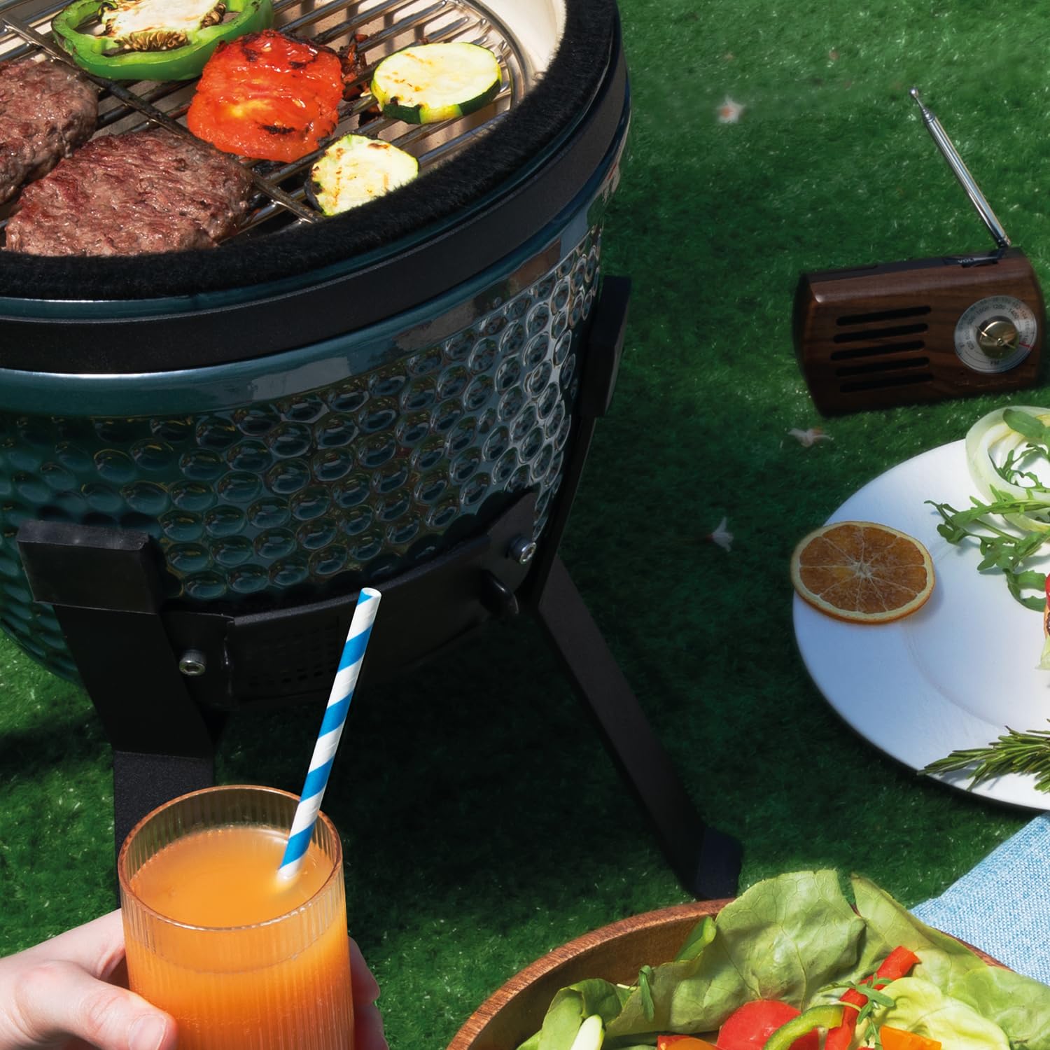 Barbecue Kamado YOKO13 HKoenig, Barbecue Giapponese a carbone - Diametro 32" e Grill 26cm, uso grill e forno