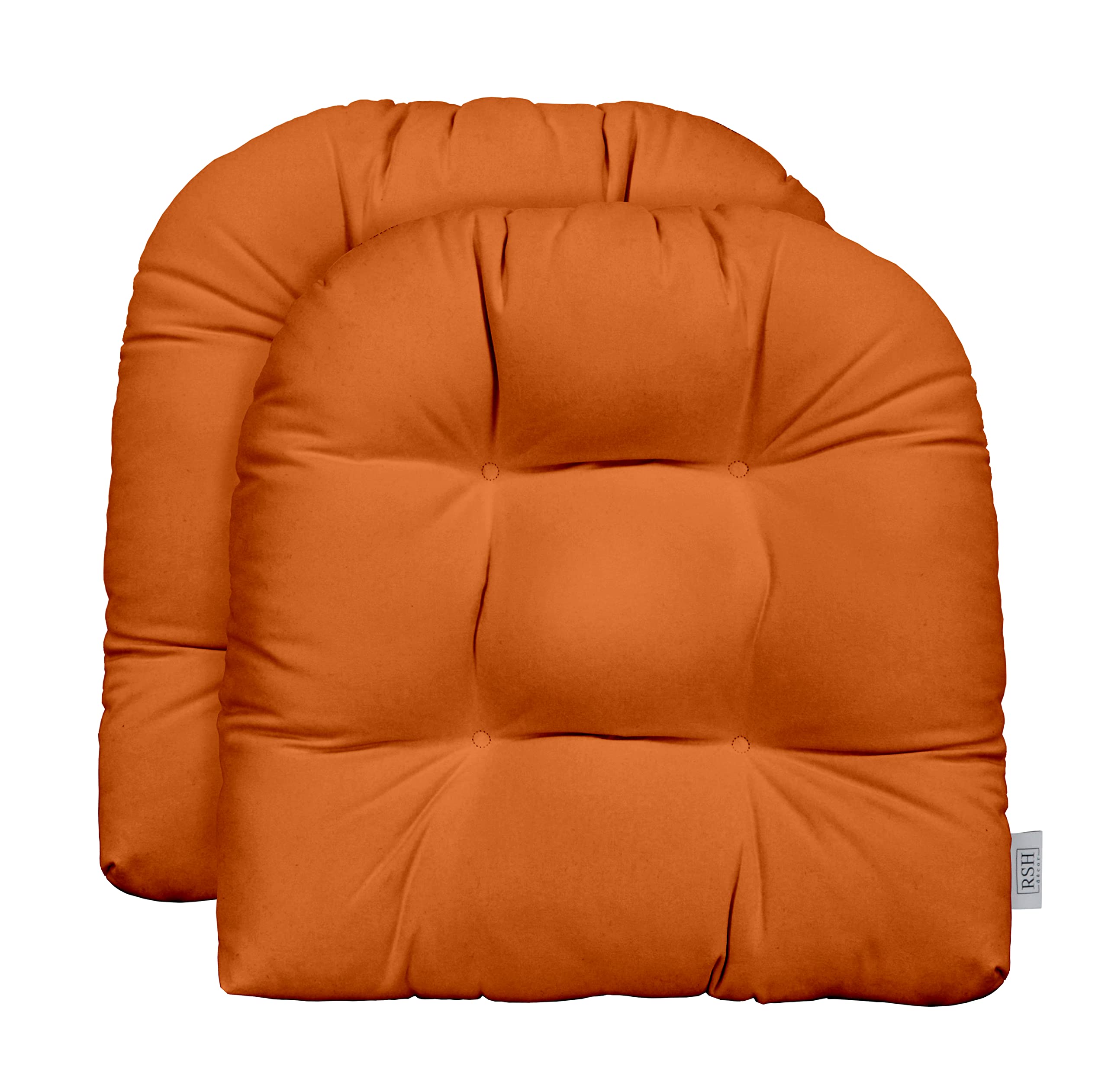 RSH DECOR: Tufted Wicker U-Shape Cushions Set of 2 | 19” x 19” | Sunbrella Performance Fabric | Water and Fade-Resistant | Outdoor Seat Cushions for Patio Furniture | Canvas Tuscan