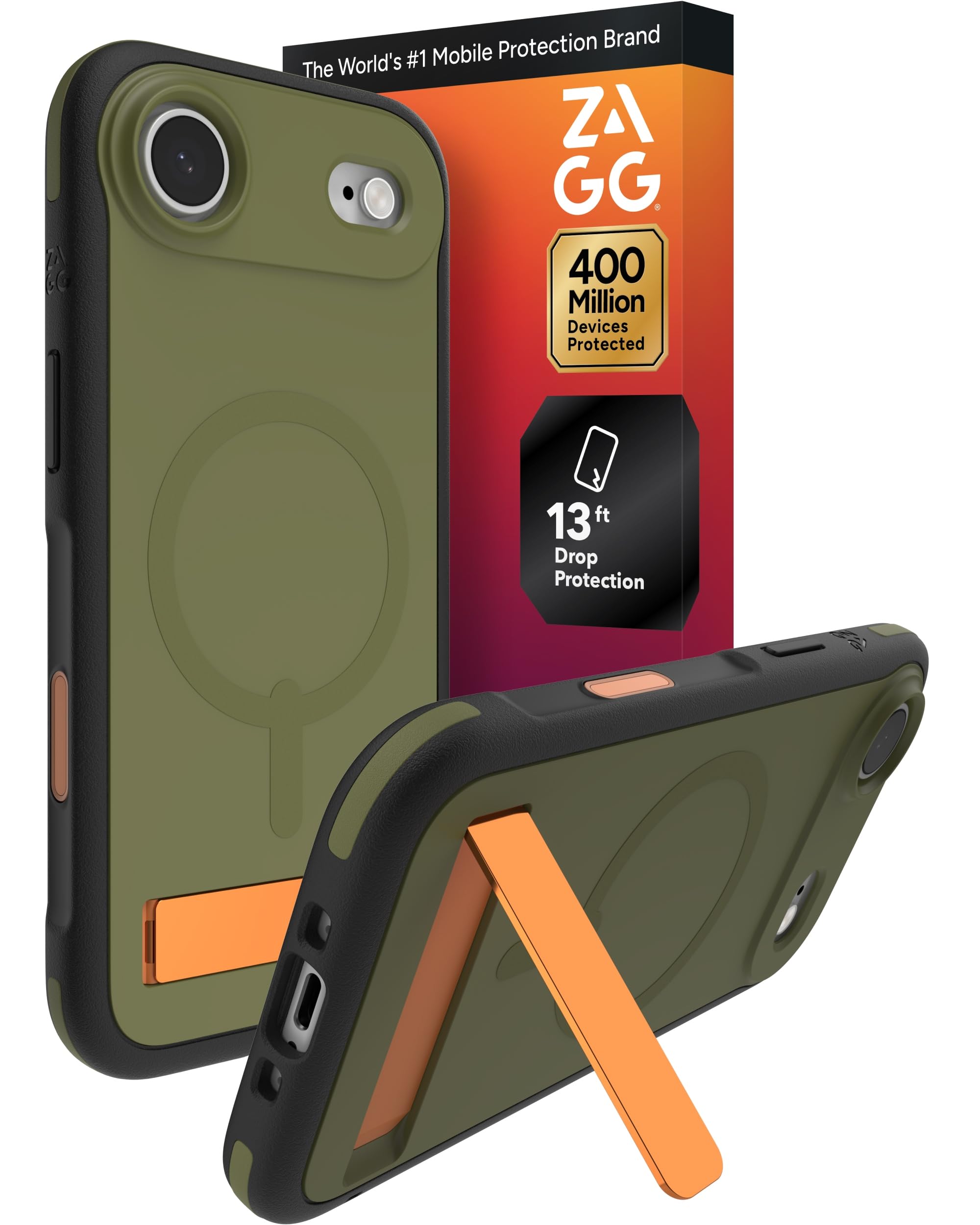 ZAGG Sedona Snap Case with Kickstand for iPhone Air - Green Sea Kelp, Drop Protection (13ft/4m), Multi-Layer Protection, with Camera Button, MagSafe Phone Case with Impact-Absorbing Bumpers