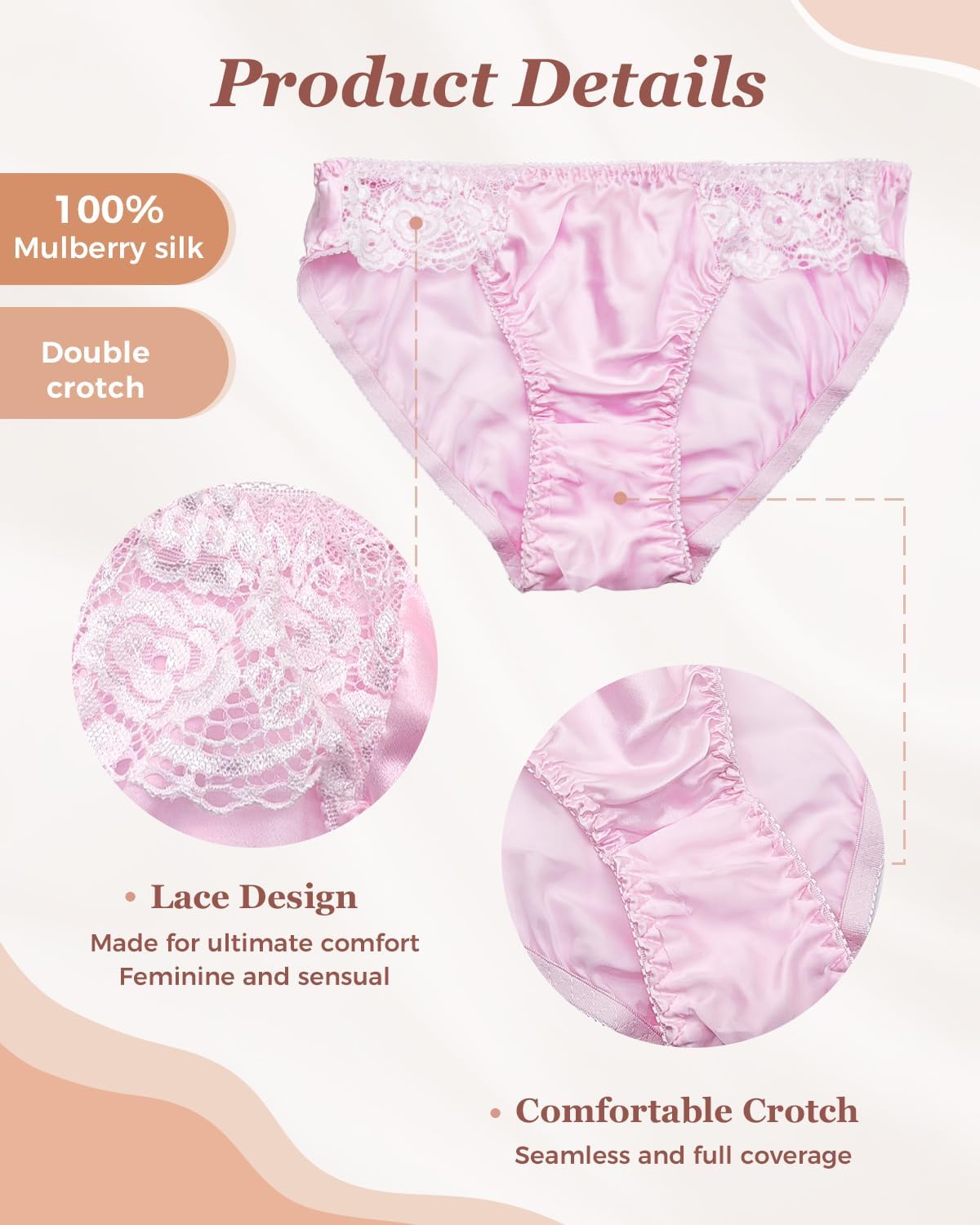 Silk Panties for Women Lace Sexy Cheeky Classic Underwear Lightweight,Smooth Briefs Casual Wear - Image 5