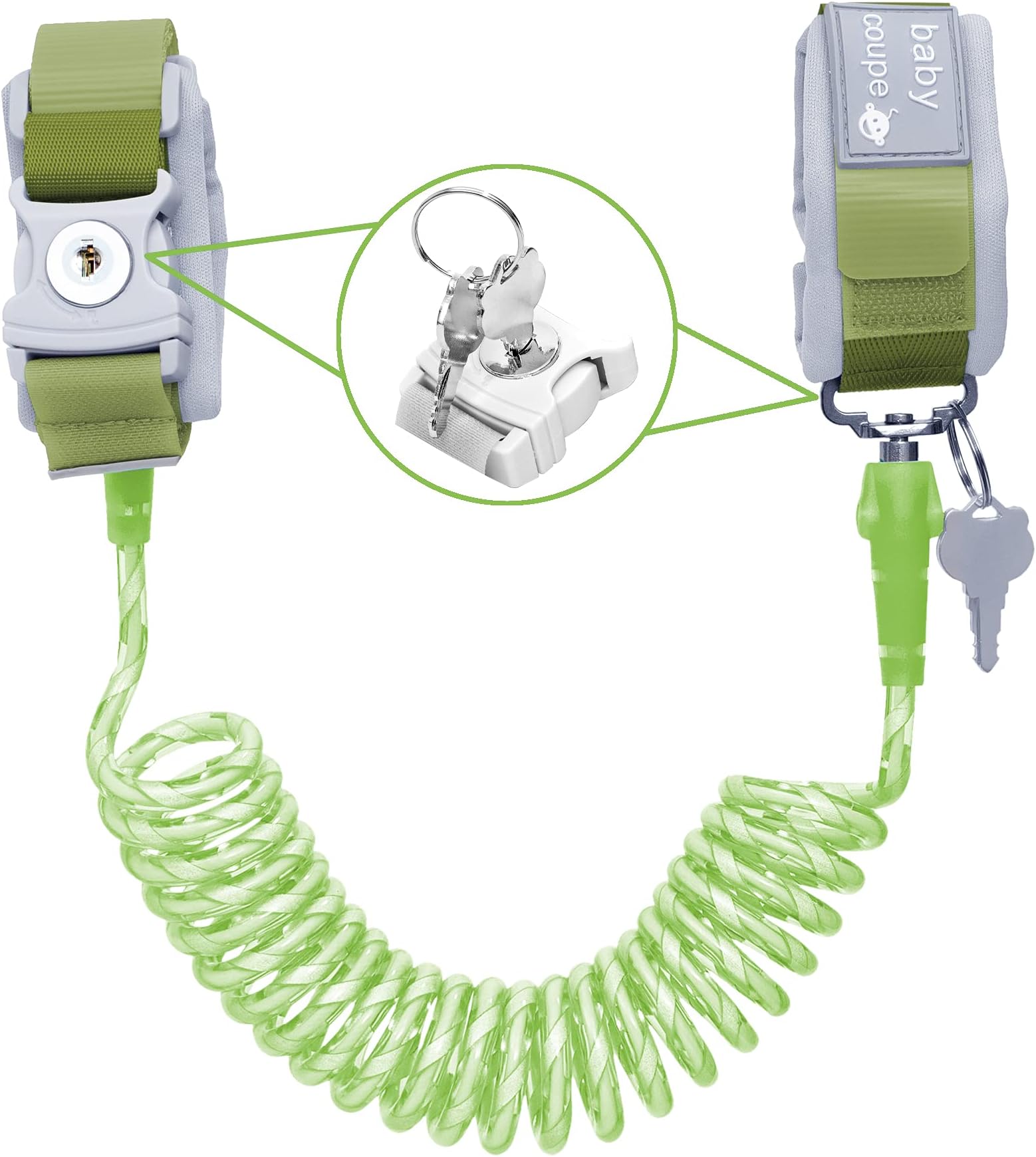 Toddler Harness Walking Leash- Child Anti Lost Wrist Link - Child Safety Harness - Upgrade with Reflective(6.5ft) - for Boys and Girls,Not Easy to Open Without Key (Green)