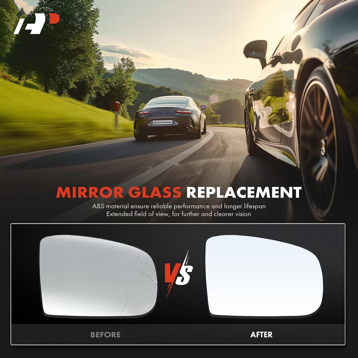 A-Premium 2-PC Driver and Passenger Side Heated Mirror Glass with Backing Plate Compatible with Mercedes-Benz ML320 2002-2003, ML55 AMG 2002-2003, ML350 2003-2005, ML500 2002-2005