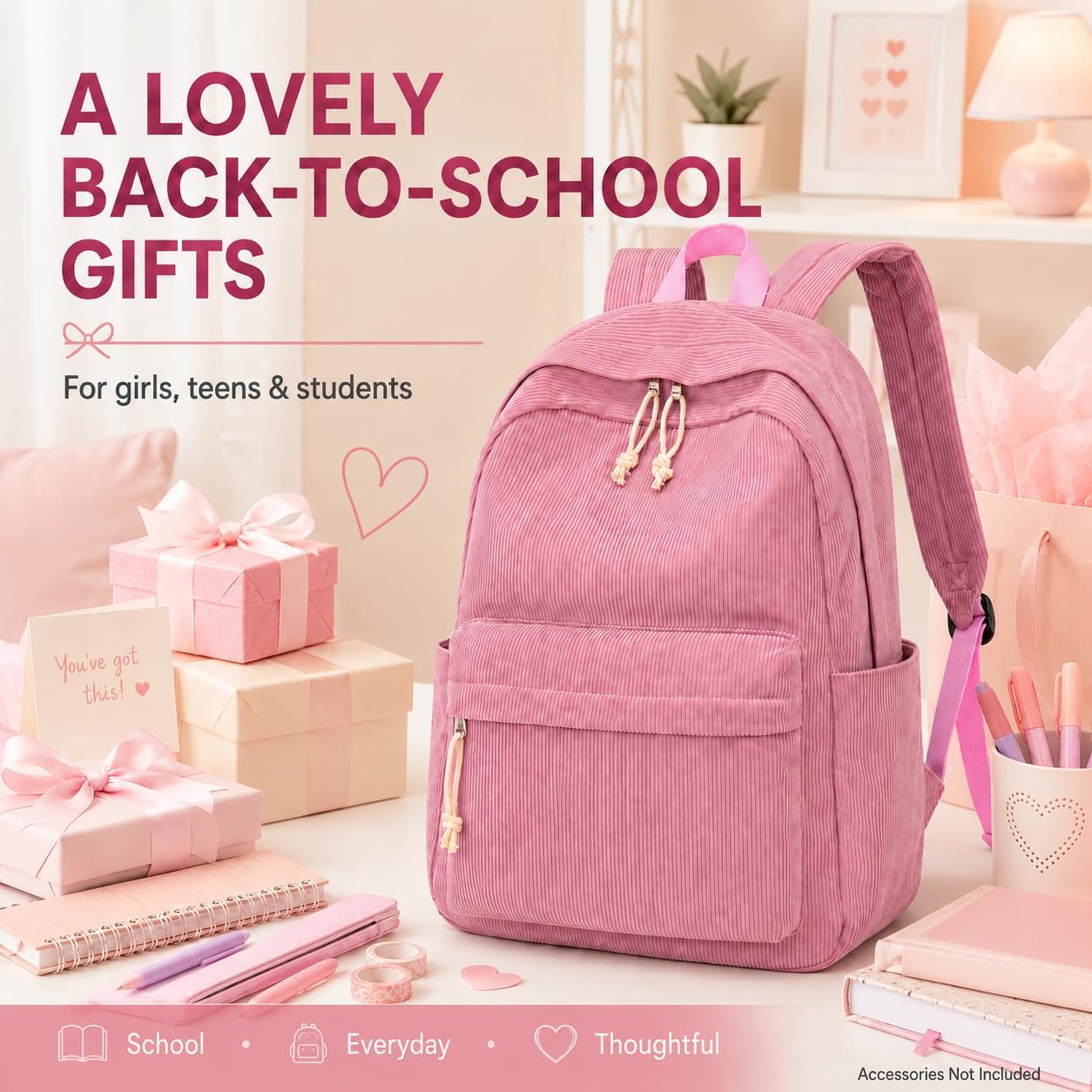 BTOOP School Backpack for Teens Large Corduroy Bookbag Lightweight 15.6 inch Laptop Bag for Girls Women Casual High School College