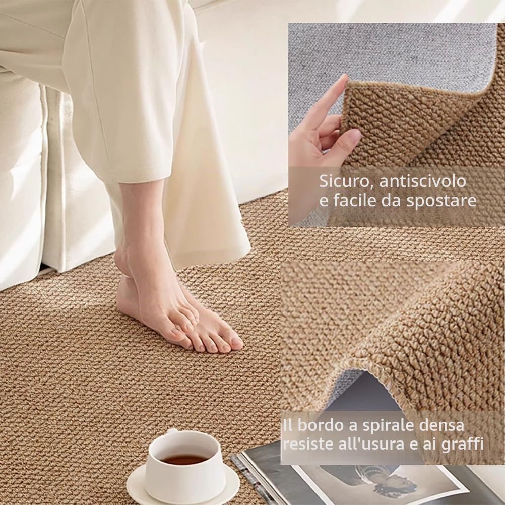 Generico Tappeto Robusto per Interni ed Esterni con Effetto Juta Naturale, Antiscivolo per Soggiorno Tappeti Moderni per Camera da Letto Tappeti per Camerette Tappeto Scendiletto,Marrone,120 * 180CM