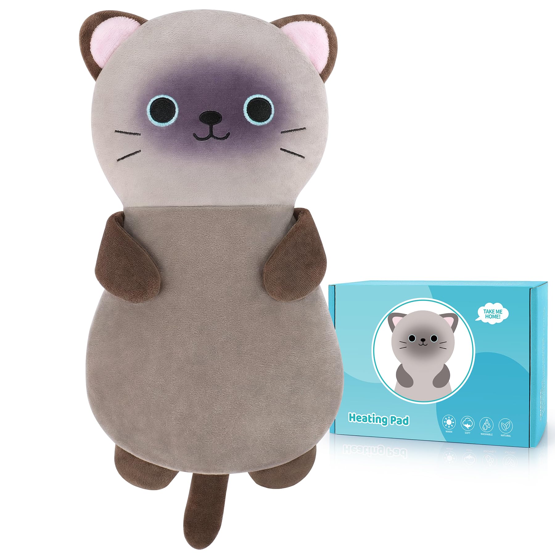 Siamese Cat Microwave Heating Pad for Period Cramps &amp; Pain Relief