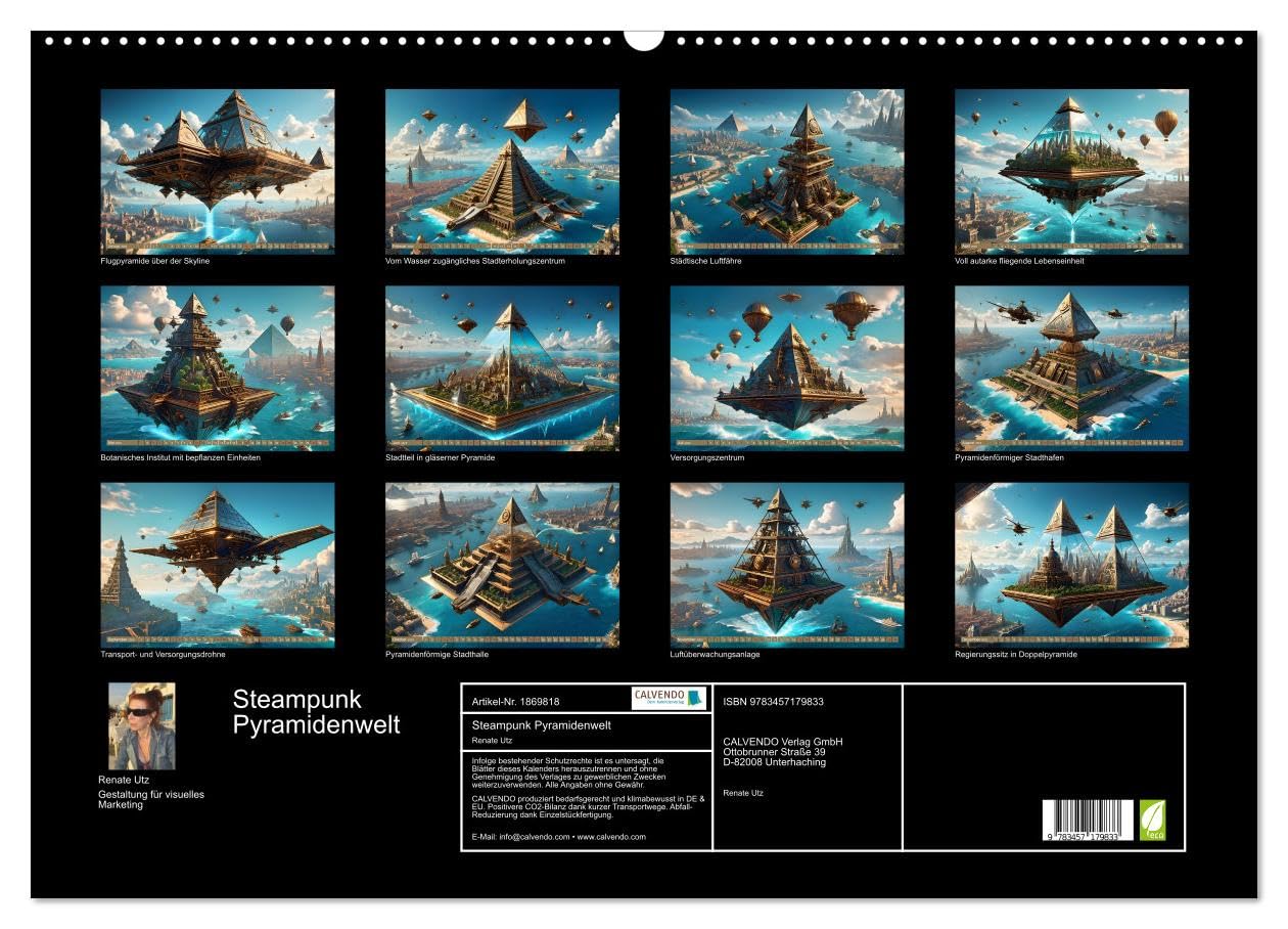 Steampunk Pyramidenwelt (Wandkalender 2025 DIN A2 quer), CALVENDO Monatskalender: Beeindruckende Bilder futuristischer Lebensräume und fantastischer ... in einer fiktiven Welt (CALVENDO Technologie)