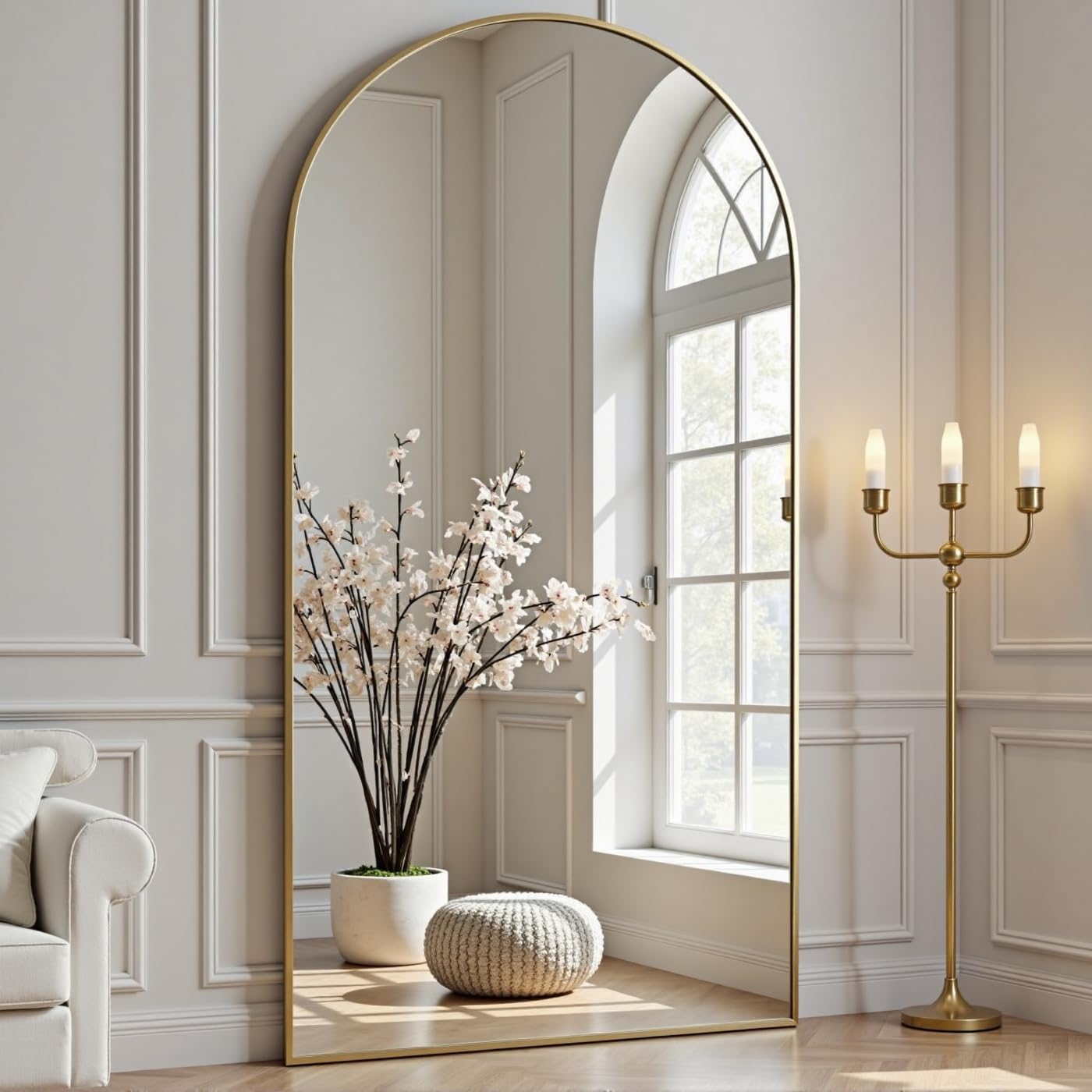 71x26 Arched Full Length Mirror, Gold Aluminum Frame