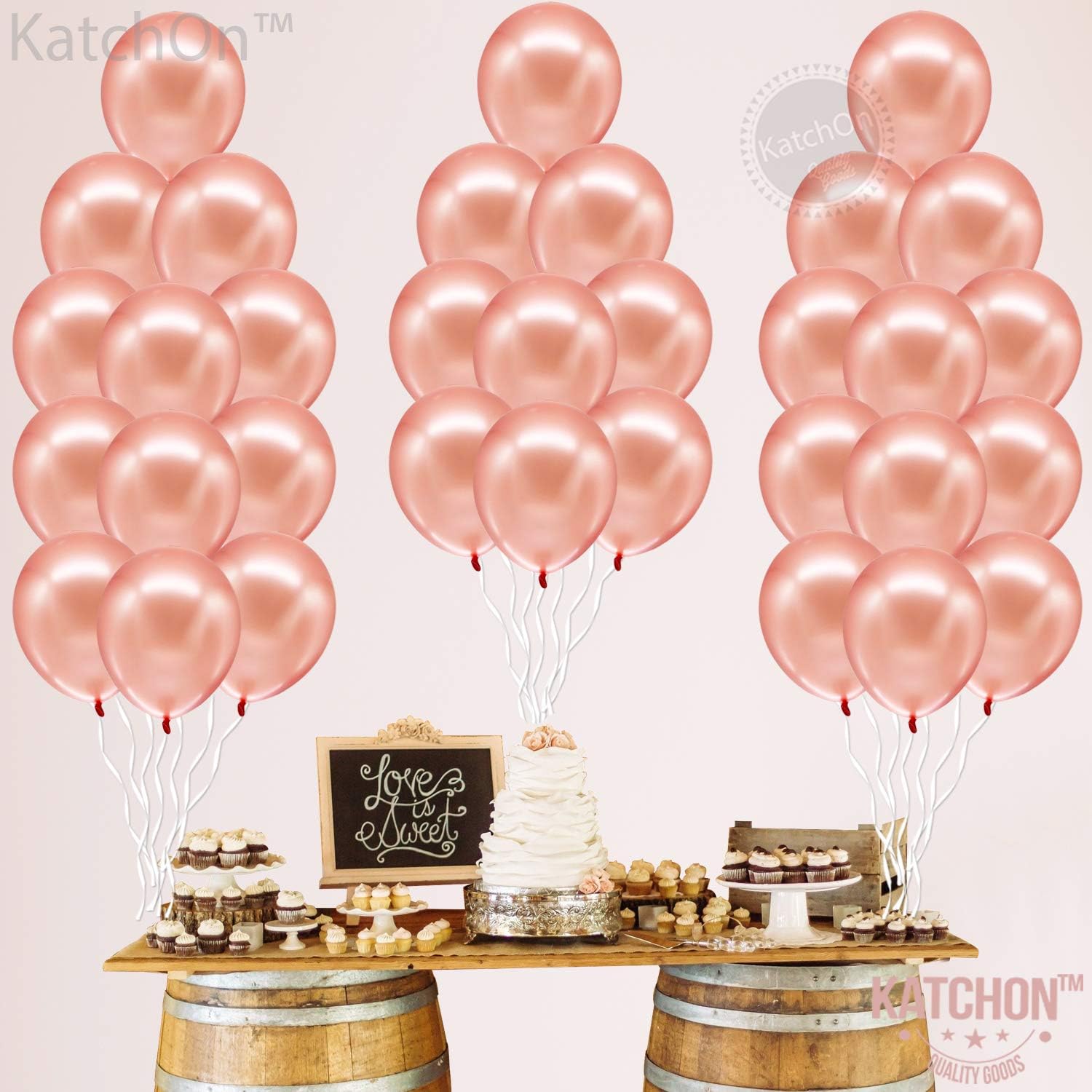 Rose Gold Balloons Set, 50 Pieces - 12 Inch, Metallic Rose Gold Balloon | Rose Gold Balloon Garland for Rose Gold Party Decorations | Rose Gold Balloon Arch Kit for Bridal Shower, Birthday Decorations