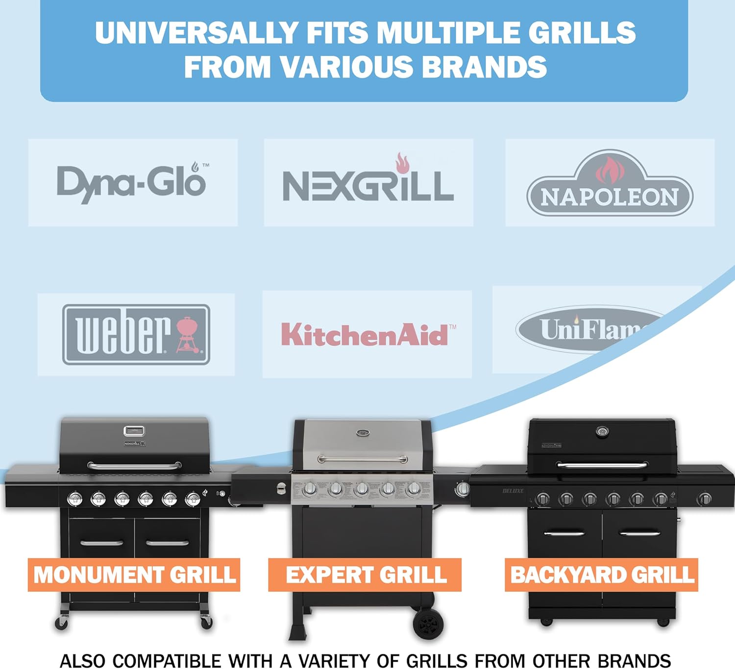 Set of 5 Universal Adjustable Burner Tubes (12" to 17.5") for 5 Burner Grills from Dyna Glo, Nexgrill, Brinkmann, Master Forge, Backyard Grill & Others, Universal Replacement Burners for Gas Grills