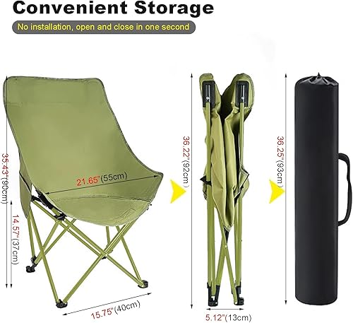 Miniatura 3 de Sillas de camping con respaldo alto, portátil, grande, resistente, plegable, con bolsillo de almacenamiento lateral, con cabeza acolchada, soporta