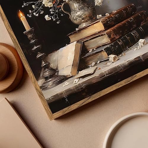 Miniatura 5 de Lienzo enmarcado de libros de flores de estilo victoriano, impresiones rústicas de flores antiguas bodegones, pintura adecuada para sala de estar,