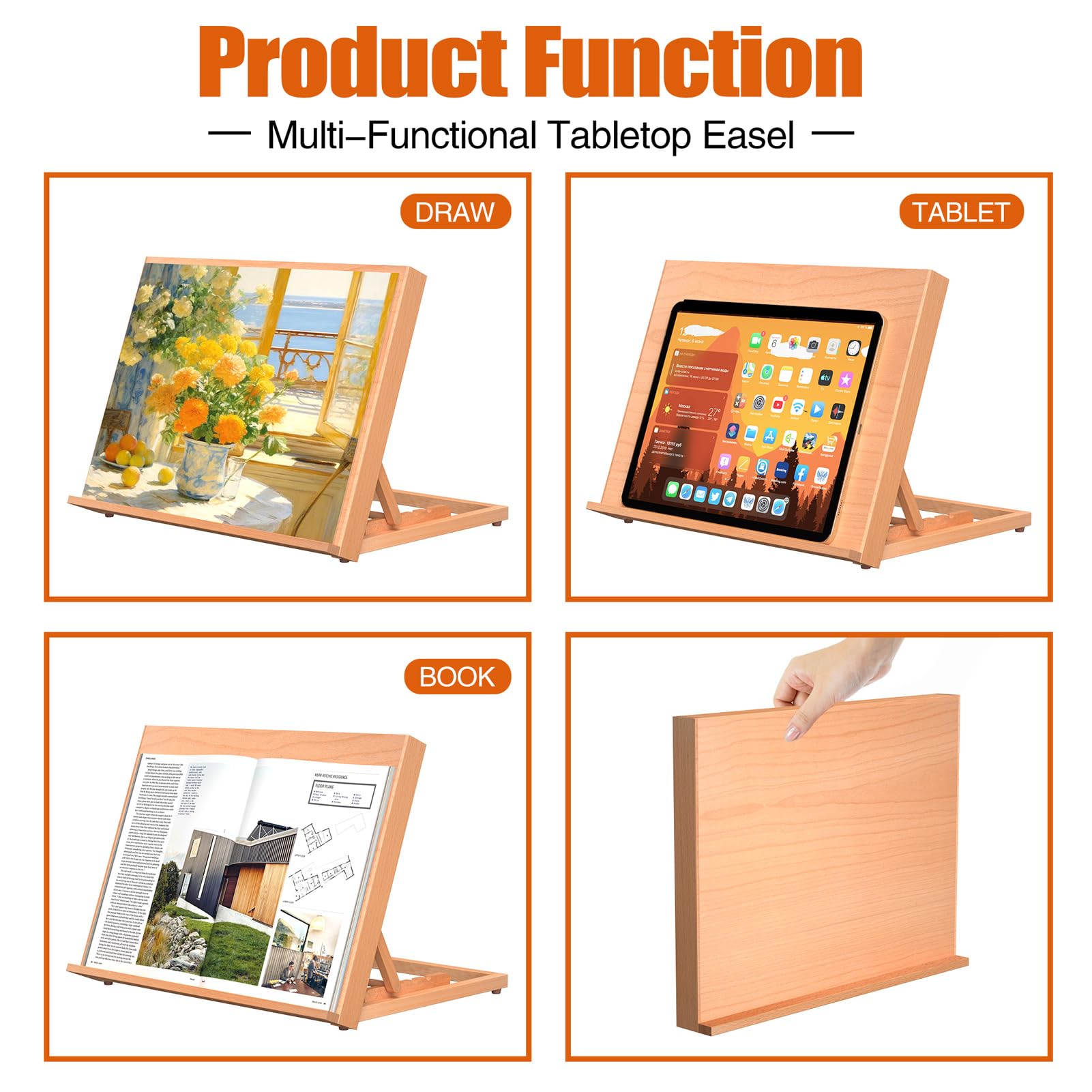 Snapklik.com : Wooden Tabletop Easel, Portable Wood Artist Drawing ...