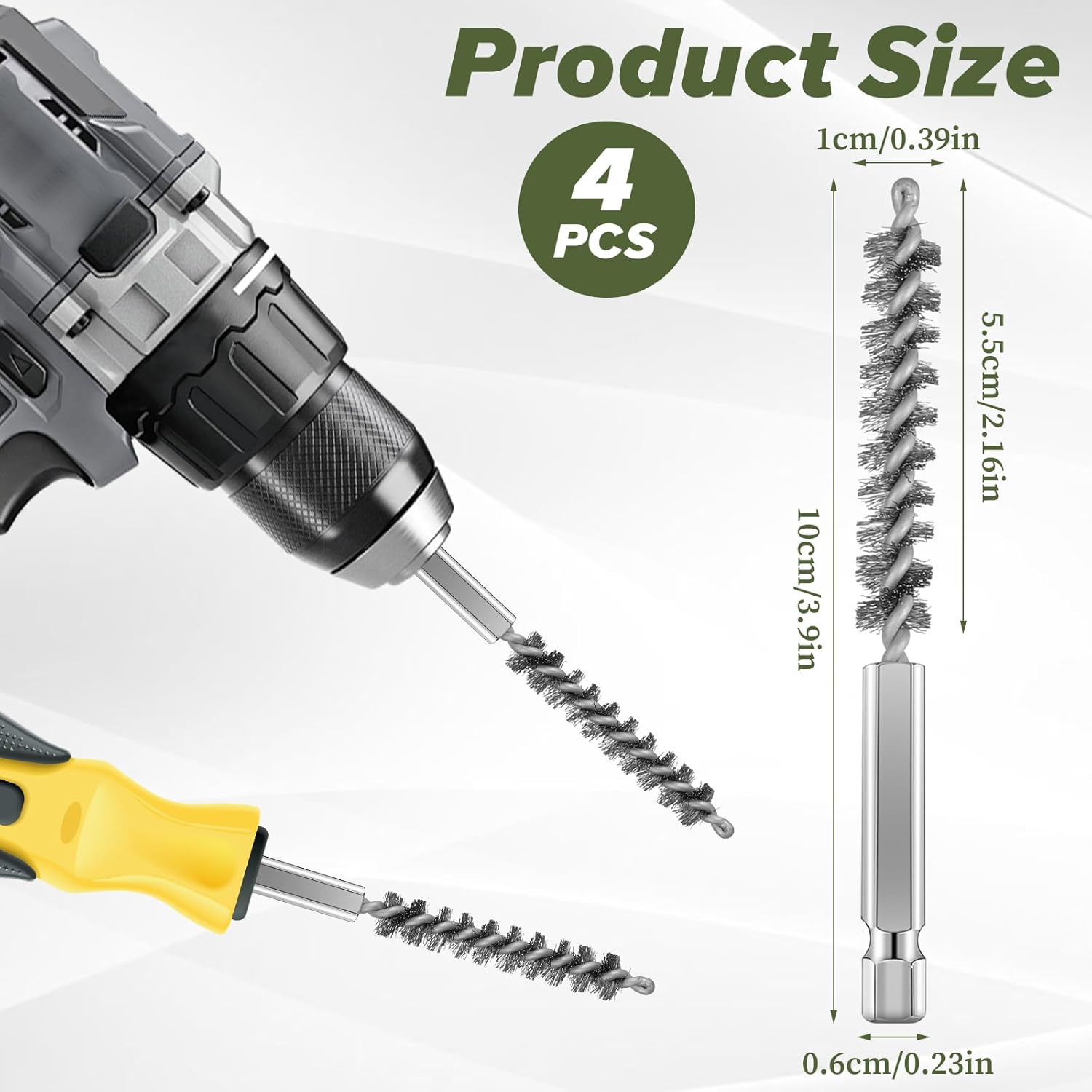 4 Pcs Golf Club Hosel Brush Head Hosel Brush Stainless Steel Golf Shaft Ferrules Bore Wire Brushes Electric Drill Cleaning Tool for Wood and Iron