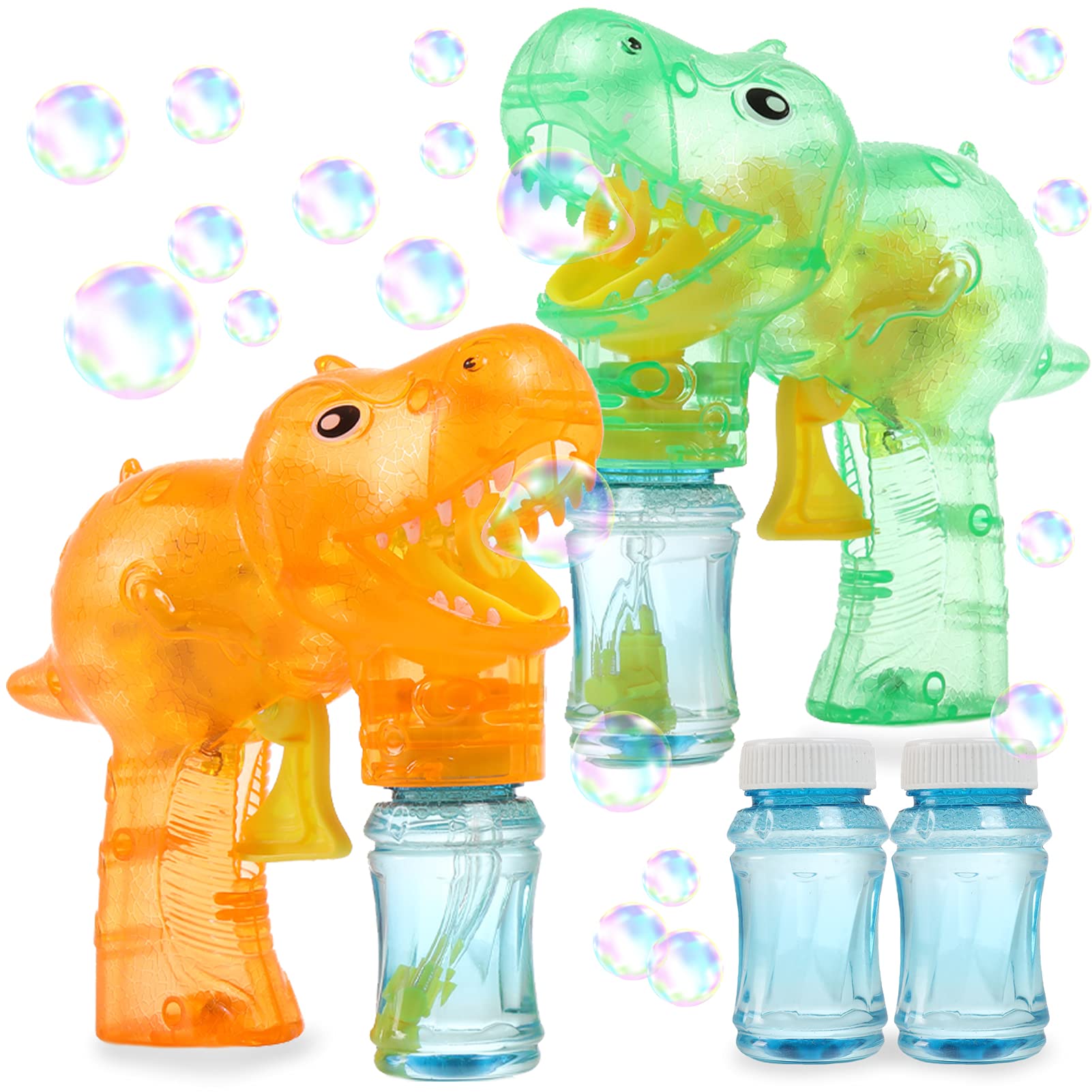 Amazon.com: Dinosaur Bubble Shooter Gun with Concentrated Bubble Solution  Refill (No Batteries Needed), 2 Pack Dino Bubble Maker Blower for Kids and  Toddlers, Summer Toy Blaster Game for Easter or Birthday Party :