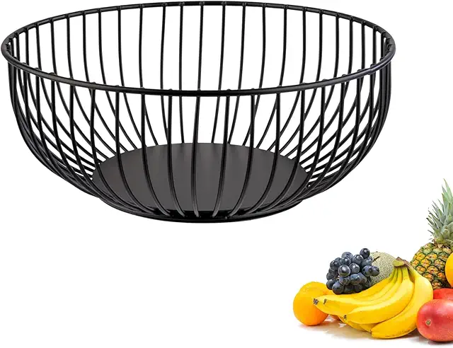 Westmark Lumos Small Wire Basket - Stylish Fruit & Bread Bowl, Black