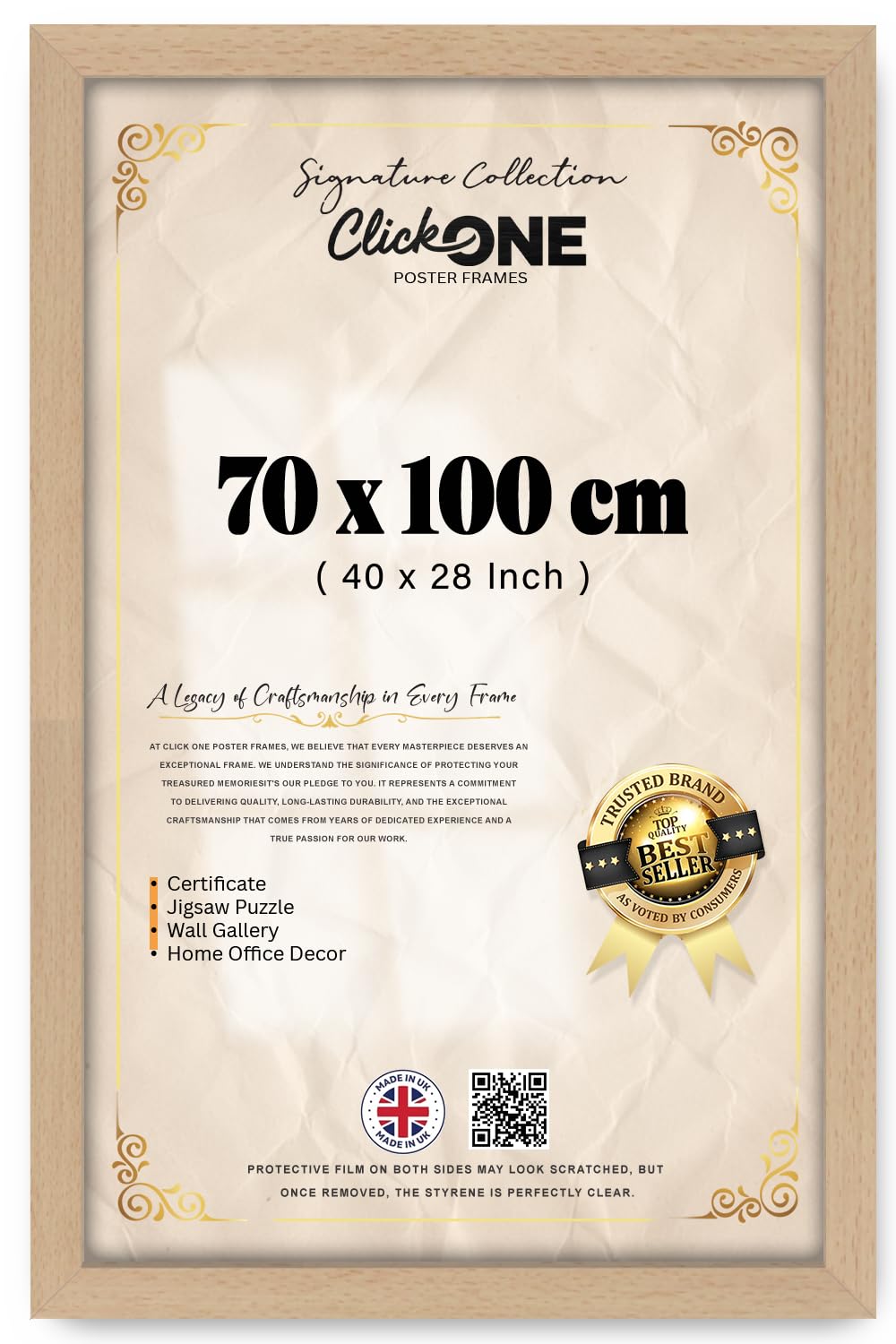 Click One Classic 70 X 100 Engineered Wood Effect Picture Frames For Images Landscape And Portrait Display Tabletop Or Wall Mount Includes Stand And Hanging Fixings Rectangle 40 X 28 Inch Beech