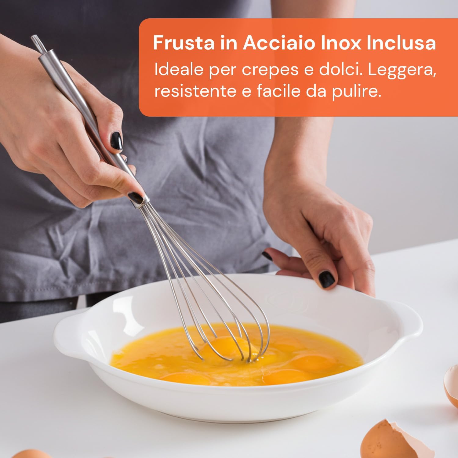 Padella per Crepes Avilia Yummi 600W 20cm Antiaderente con Ciotola e Frusta