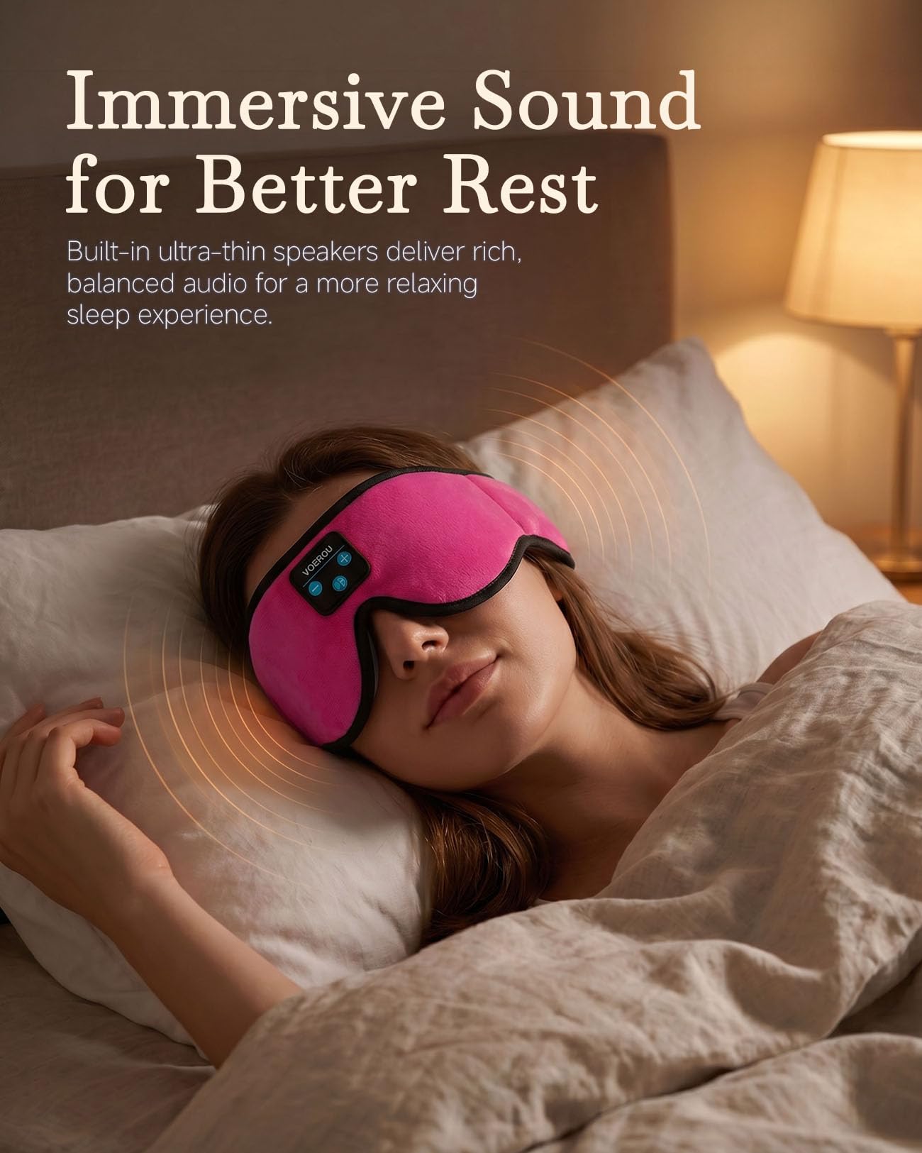 Voerou Cuffie Bluetooth per Dormire, Diadema 3D Regolabile, 12H | Vestibilità traspirante regolabile, 12h batteria, lavabile, ideale per dormire di lato