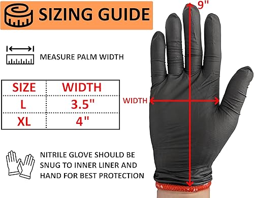 Miniatura 6 de HDMNDD Kit de guantes desechables negros para barbacoa, 50 agarres de textura completa y 2 forros de guantes reutilizables resistentes al calor para