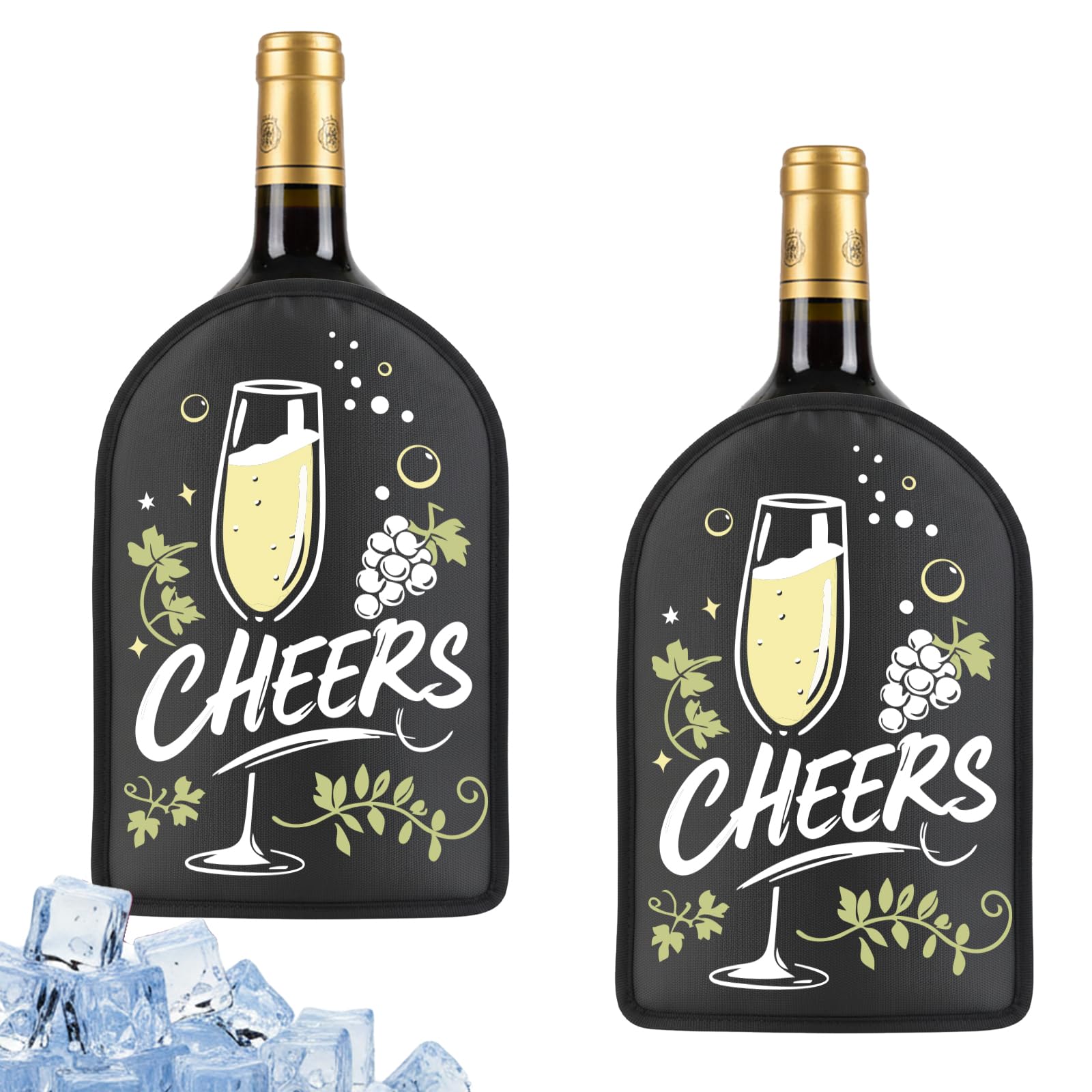 Gel Wine Cooler Sleeve & Holder - Freestanding Wine Bottle Cooler for Red, White, Sparkling Wine and Champagne, Portable Ice Wine Sleeve Carrier with Reusable Cooling Gel