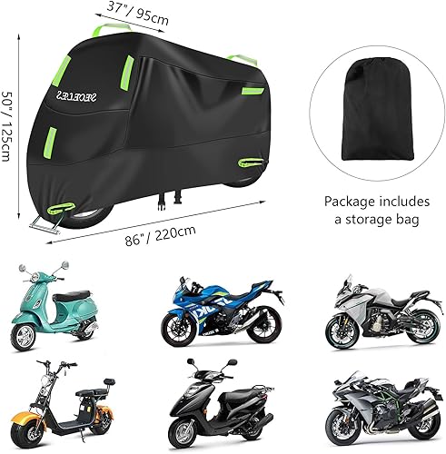 Vista 73 de SECELES Funda para moto de cross, 300D, impermeable, protección para todas las estaciones, apta para Fat Bob Honda VTX 1300 C Kawasaki Vulcan 900
