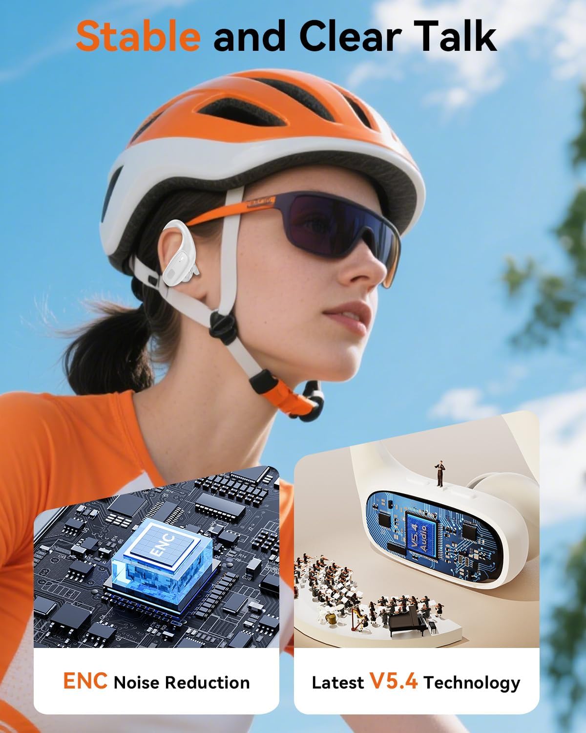 Wireless Earbuds, Sports Bluetooth 5.4 Headphones, Ear Buds with ENC Noise Canceling Mic, 80Hr Playtime Earphones, Palm-sized, LED Power Display, IPX7 Waterproof Headset for Workout Running, White - Image 6