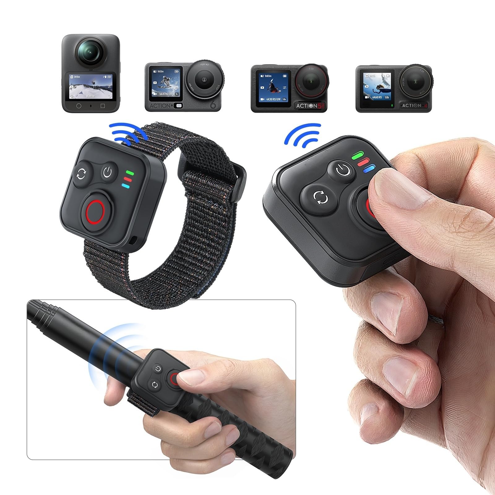 Télécommande pour caméra d'action DJI Osmo 360/Action 6/5 Pro/4, portée de télécommande de 50 mètres, autonomie de la batterie 96 heures, étanche