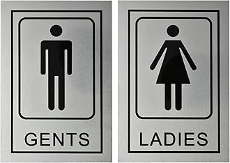 BUZZ COOL Stainless Steel Gents Ladies Signage Self Adhesive Sticker for Toilet, Restroom, Glass Doors, Wooden Doors, Offices,Hospitals, Mall and Business Sign Stickers.